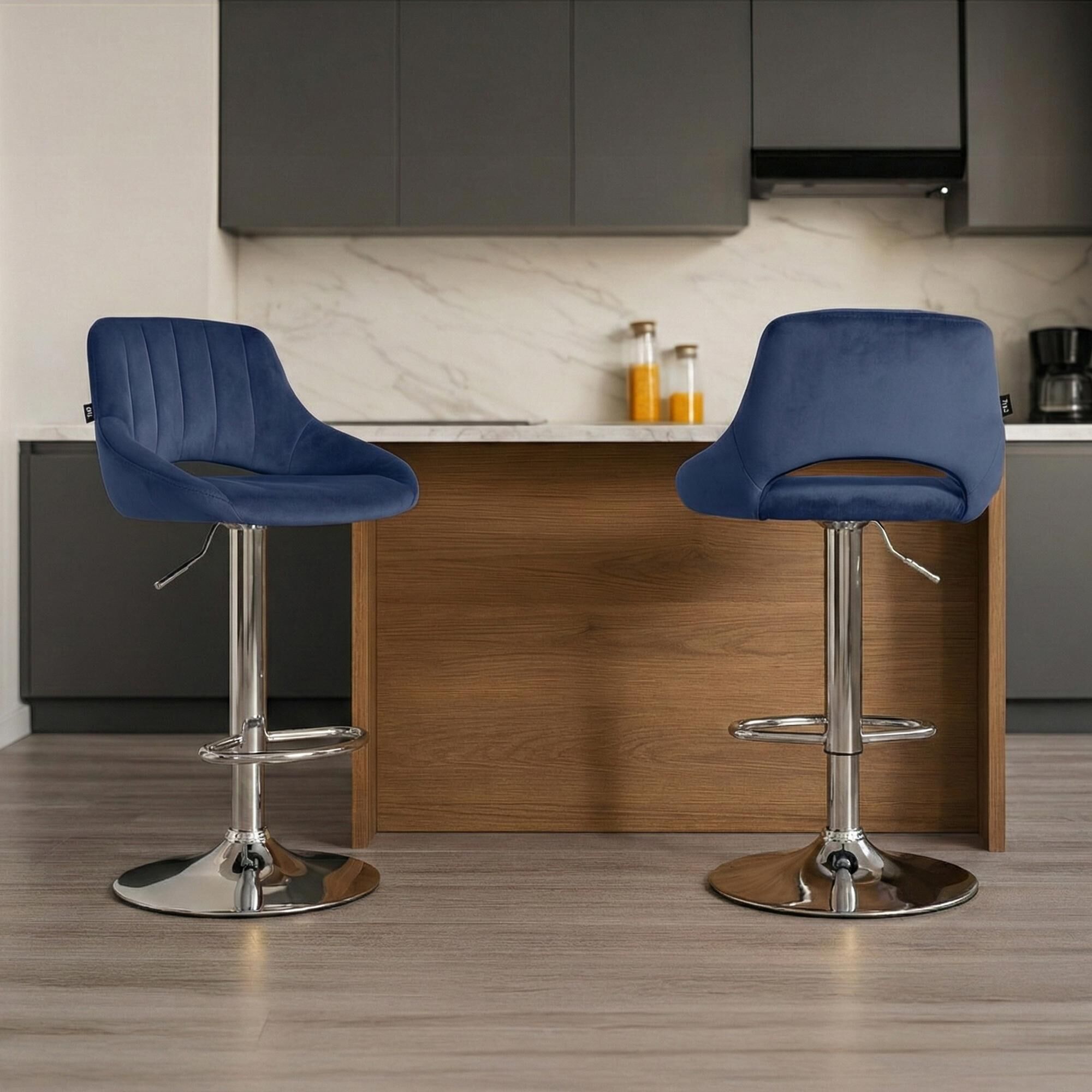 Barhocker Milet Samt chrom, blau