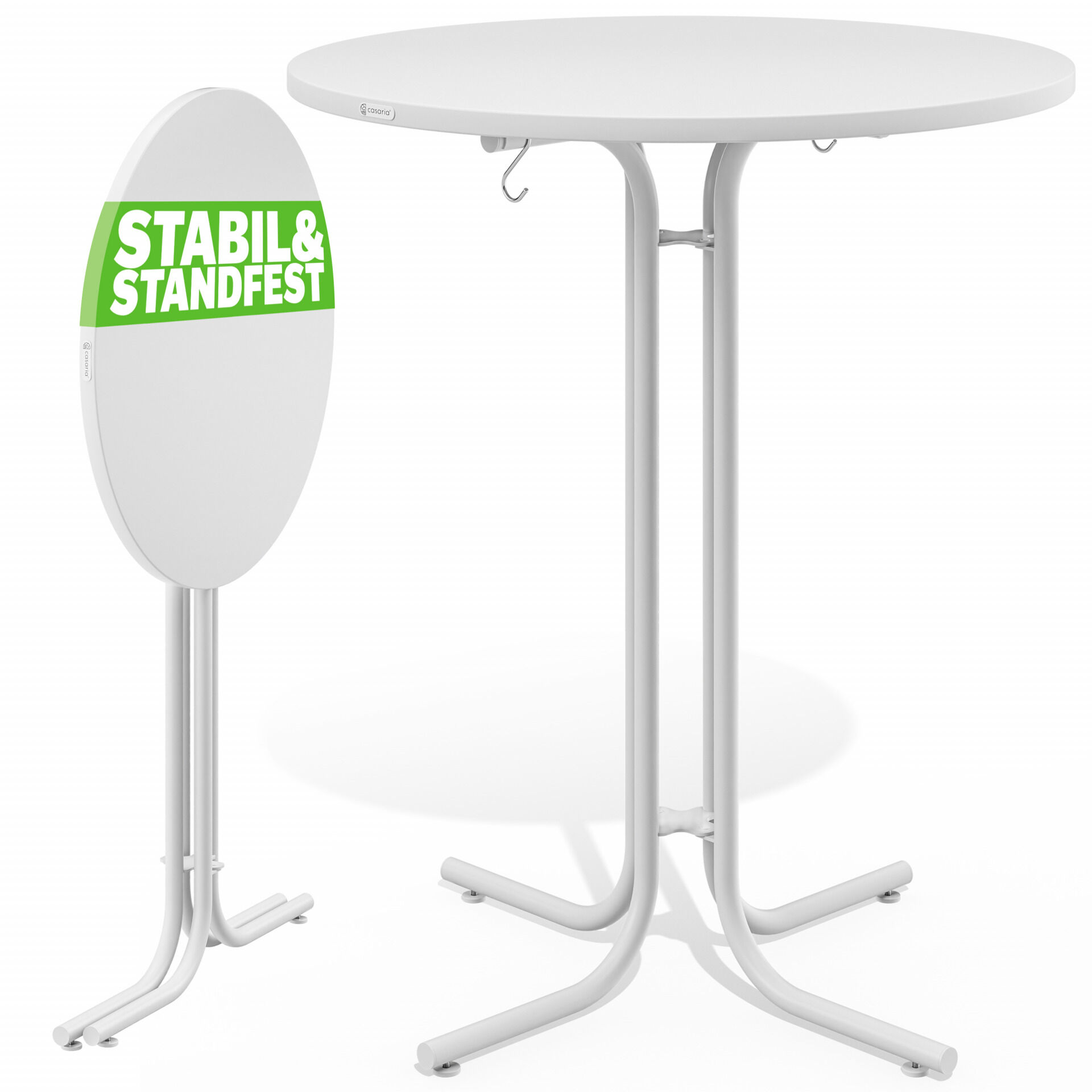 Stehtisch Weiß Ø80x110cm klappbar Outdoor höhenverstellbar bis 100kg