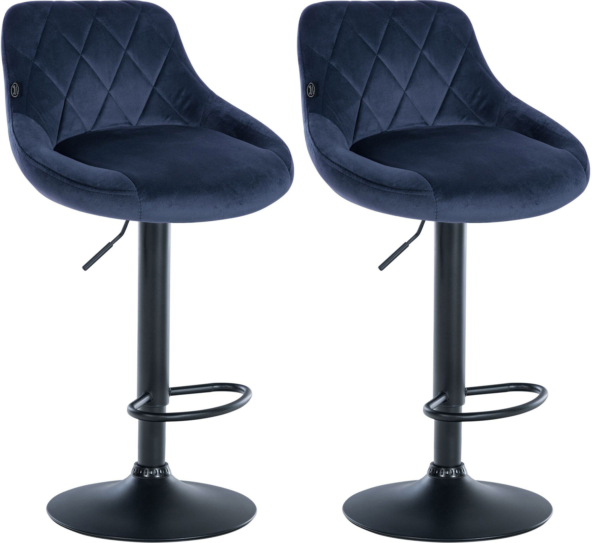 2er Set Barhocker Lazio Samt schwarz, blau