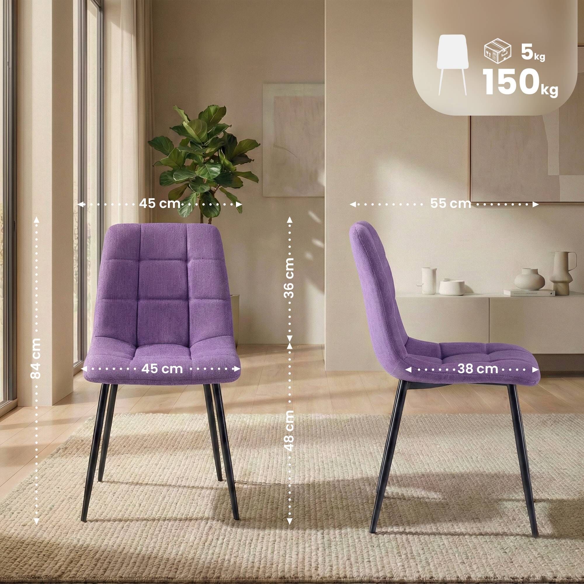 Esszimmerstuhl Antibes Stoff, lila