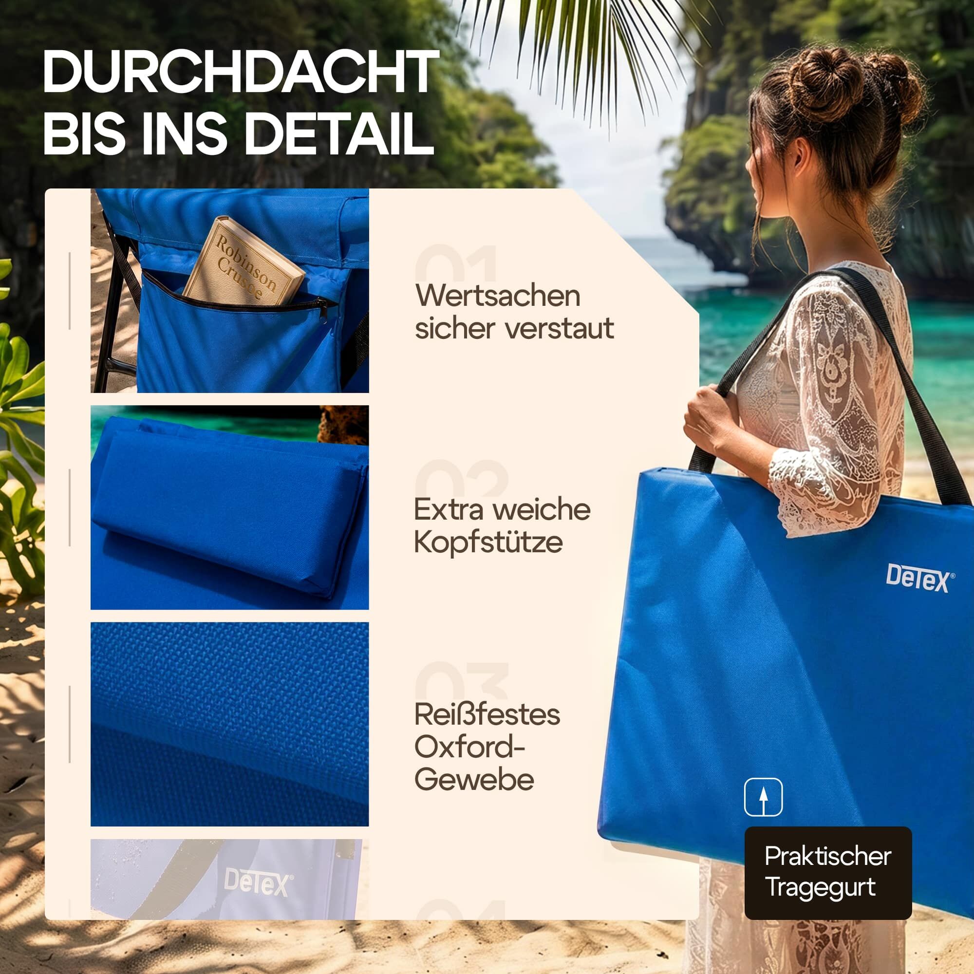 Strandmatte Blau 158x56x46cm