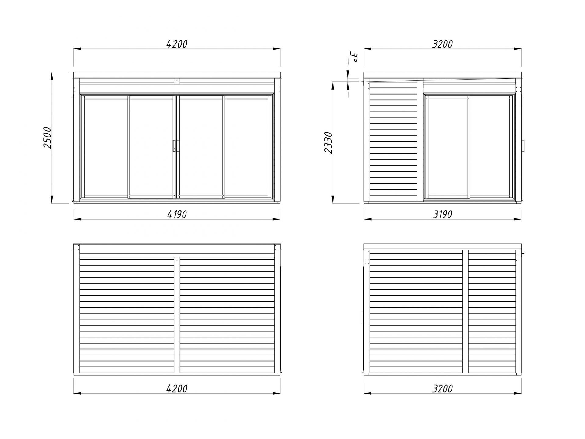 Palmako Pavillon Serena 12,6 m² Set 1 Slide Plus