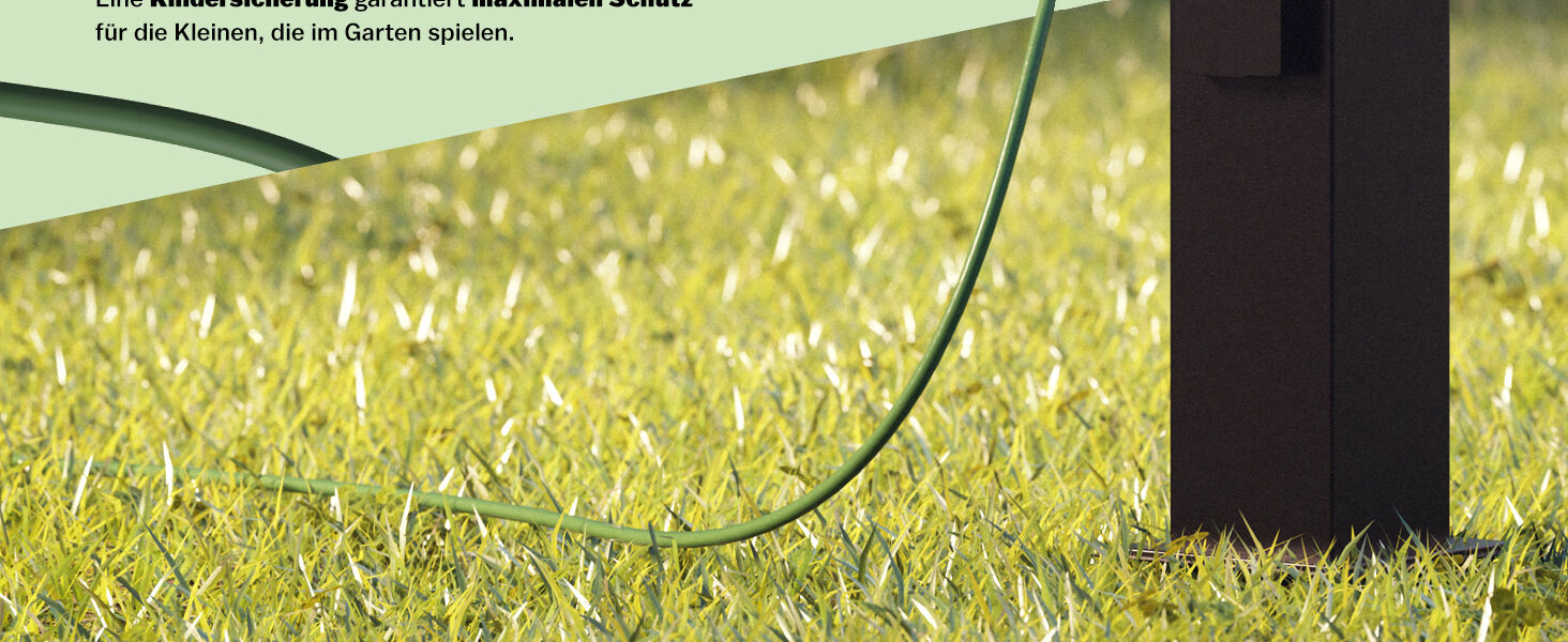 Gartensteckdose Schwarz 4er-Stecker 38x12,5x12,5cm