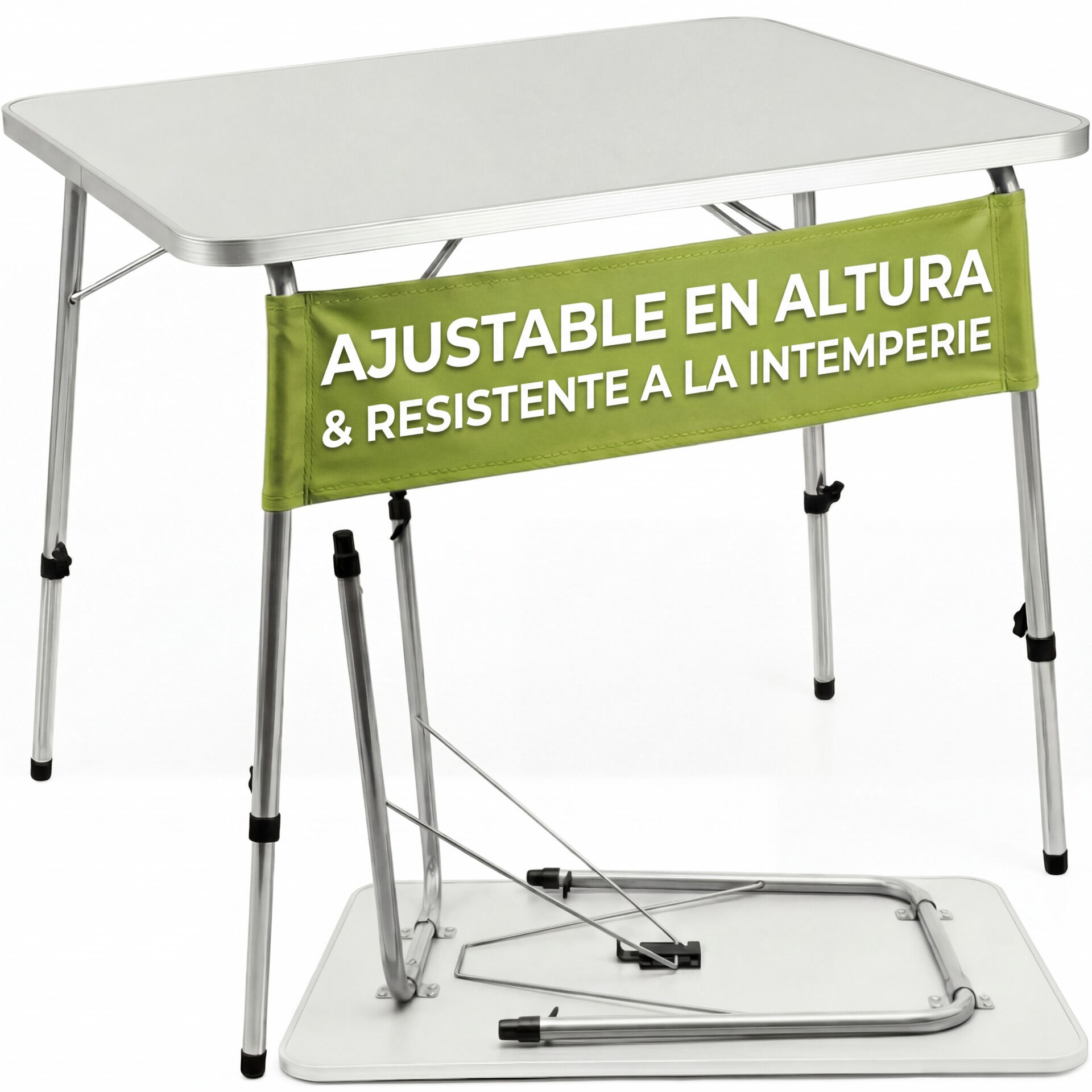 Gartentisch Silber Alu 80x55x50/69cm klappbar