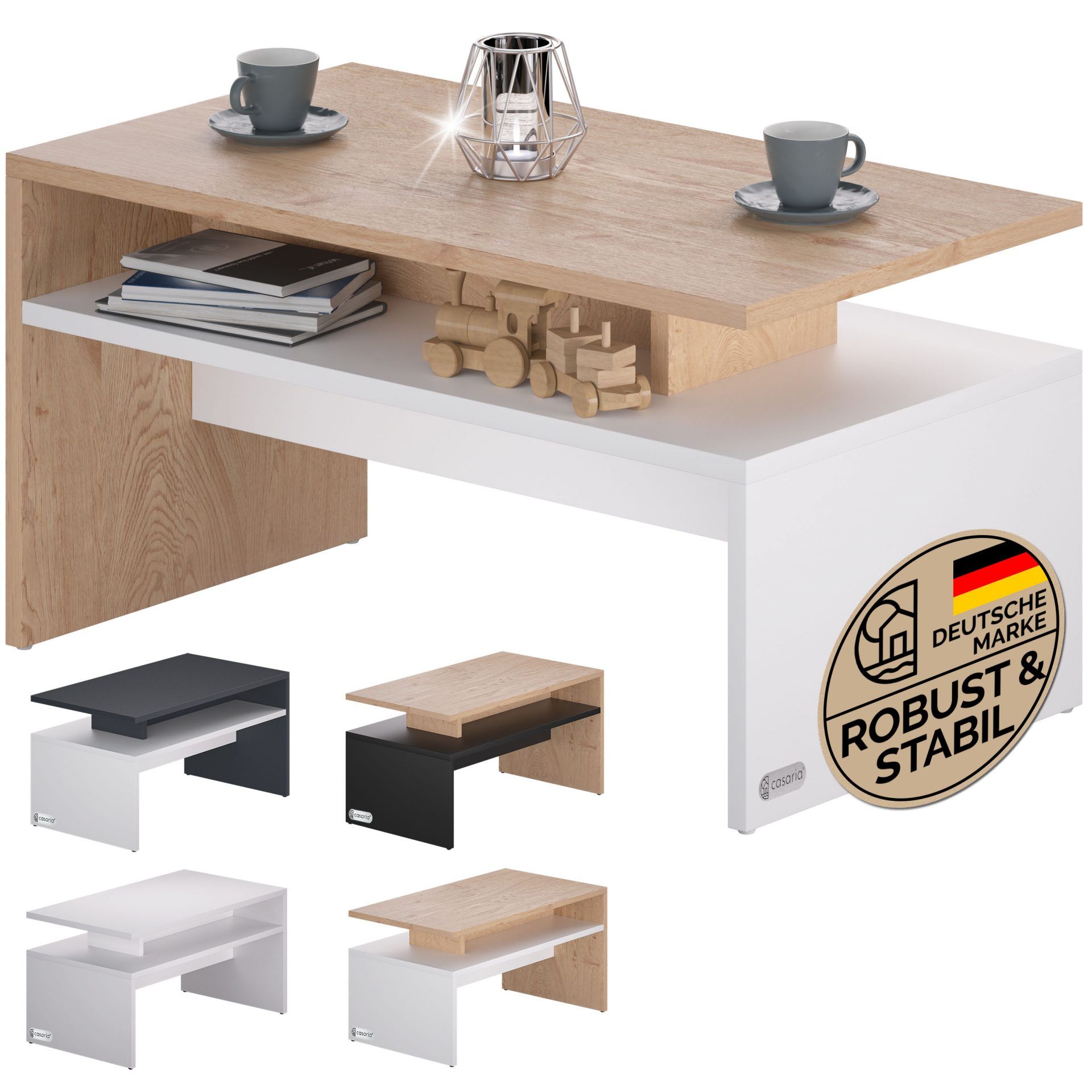 Couchtisch Sacramento Weiß/Eiche 95x55x50cm