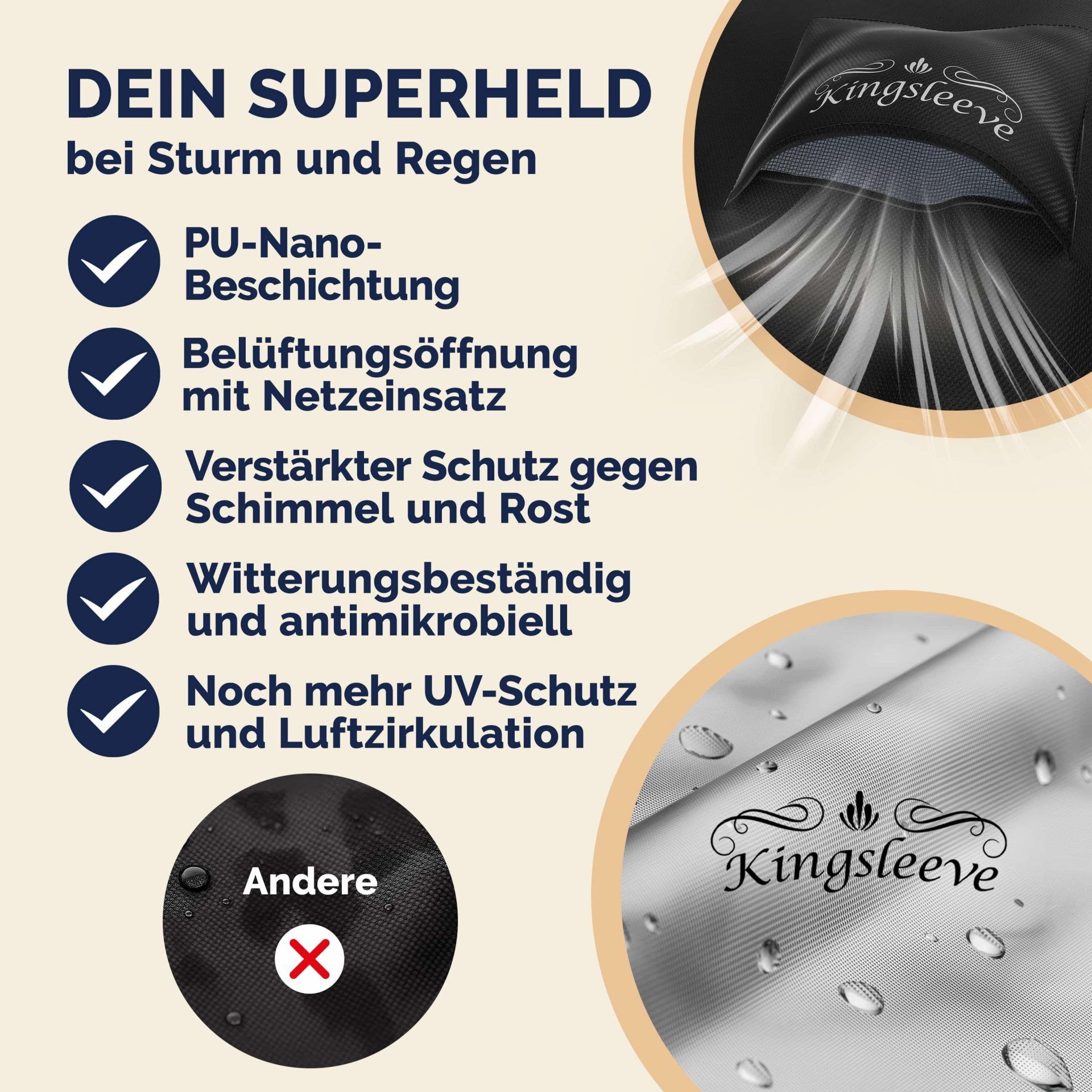 Abdeckplane Bartisch Anthrazit 187x120x86cm 9100mm Wassersäule