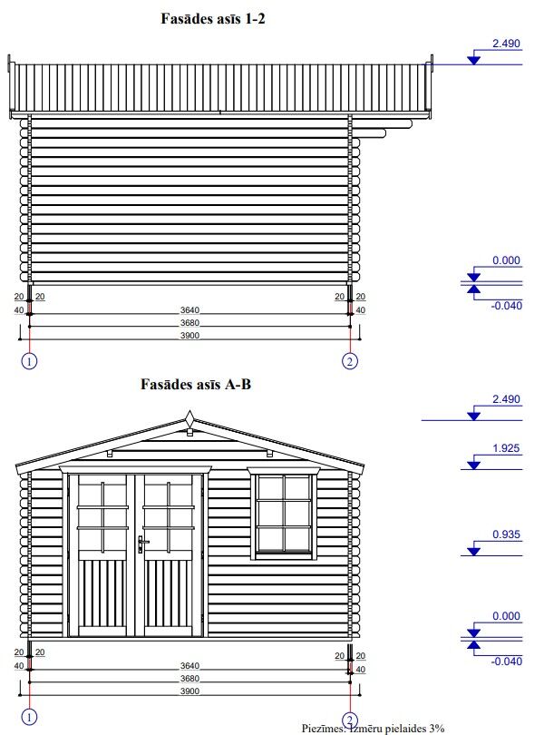 Zeichnung 1 Fassade Gartenhaus Norwegen 16