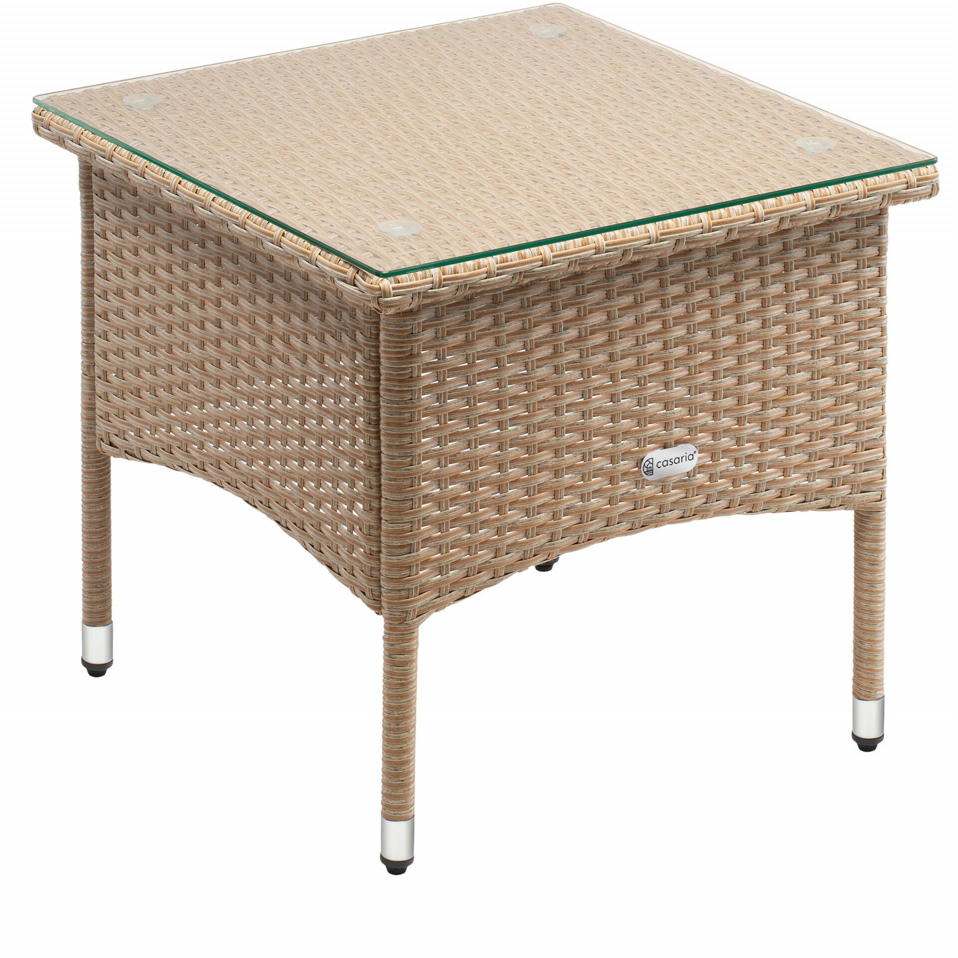 Polyrattan Beistelltisch Grau-Beige 50x50x45cm