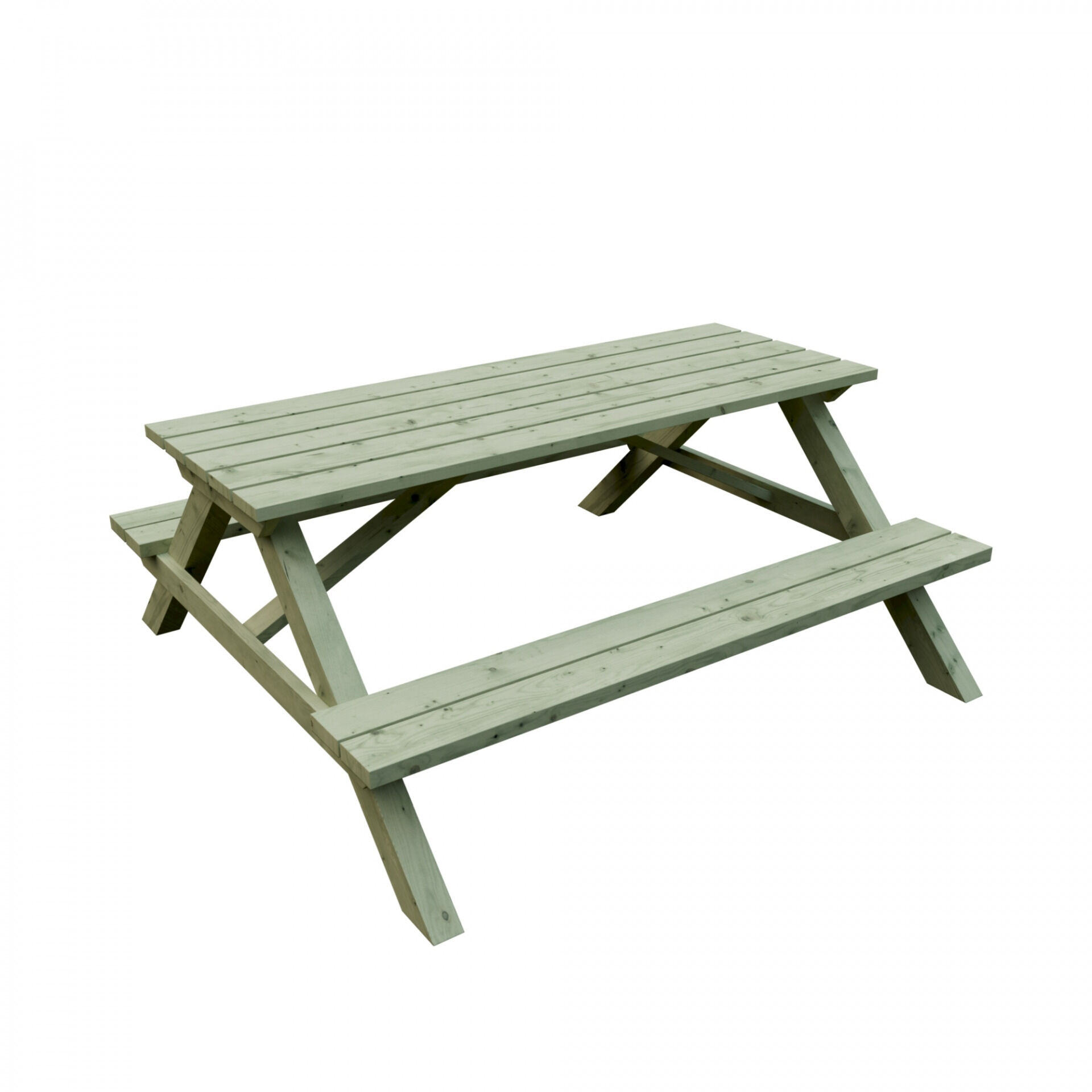 ELLA Picknicktisch rechteckig, B 180 x T 170 x H 75 cm, kdi-grün, Sitzbohlen 40 mm stark, Tischbohlen ca. 30 x 120 mm stark