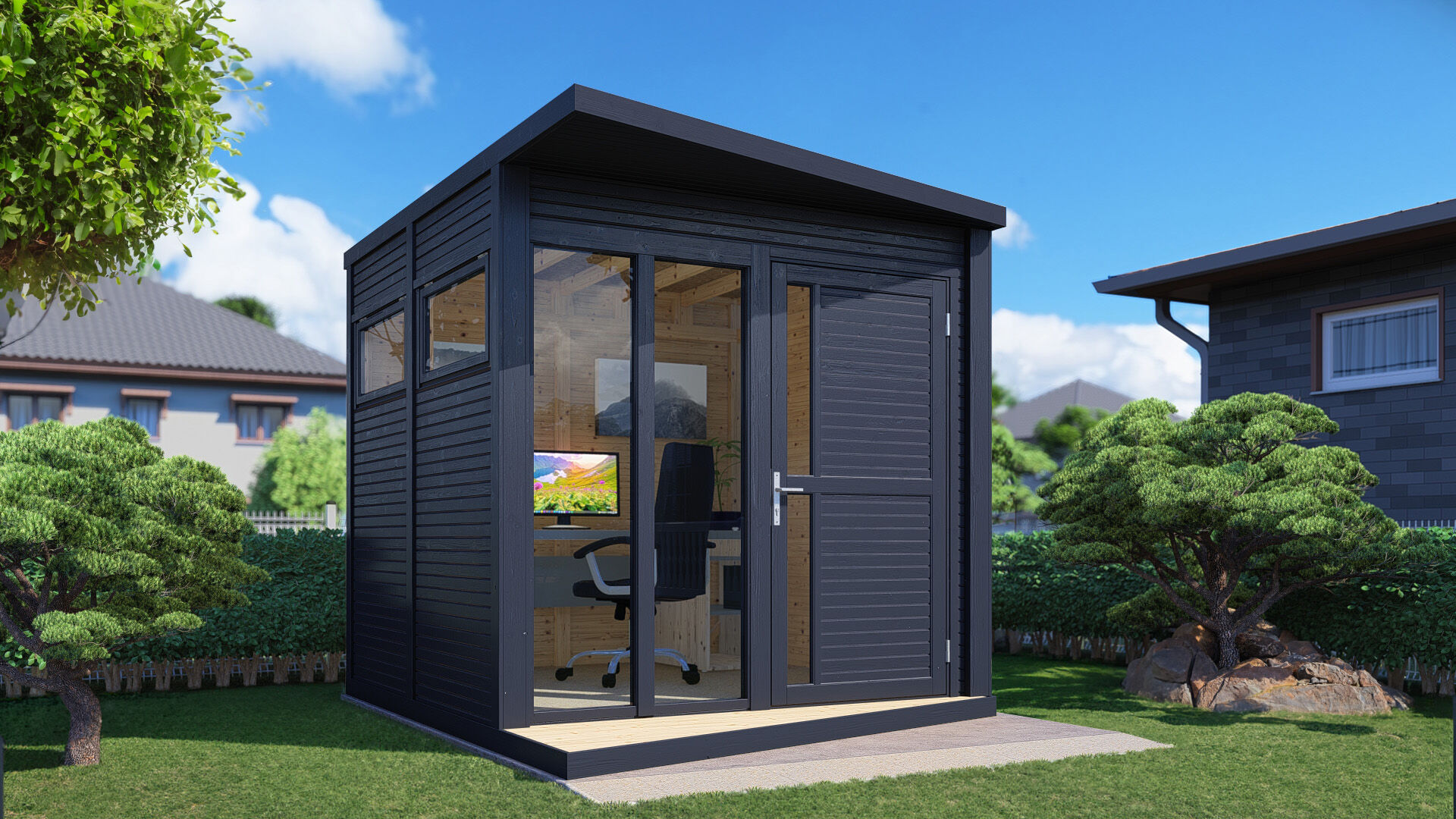 Gartenhaus Holz Concept Office anthrazit 230 x 293 cm