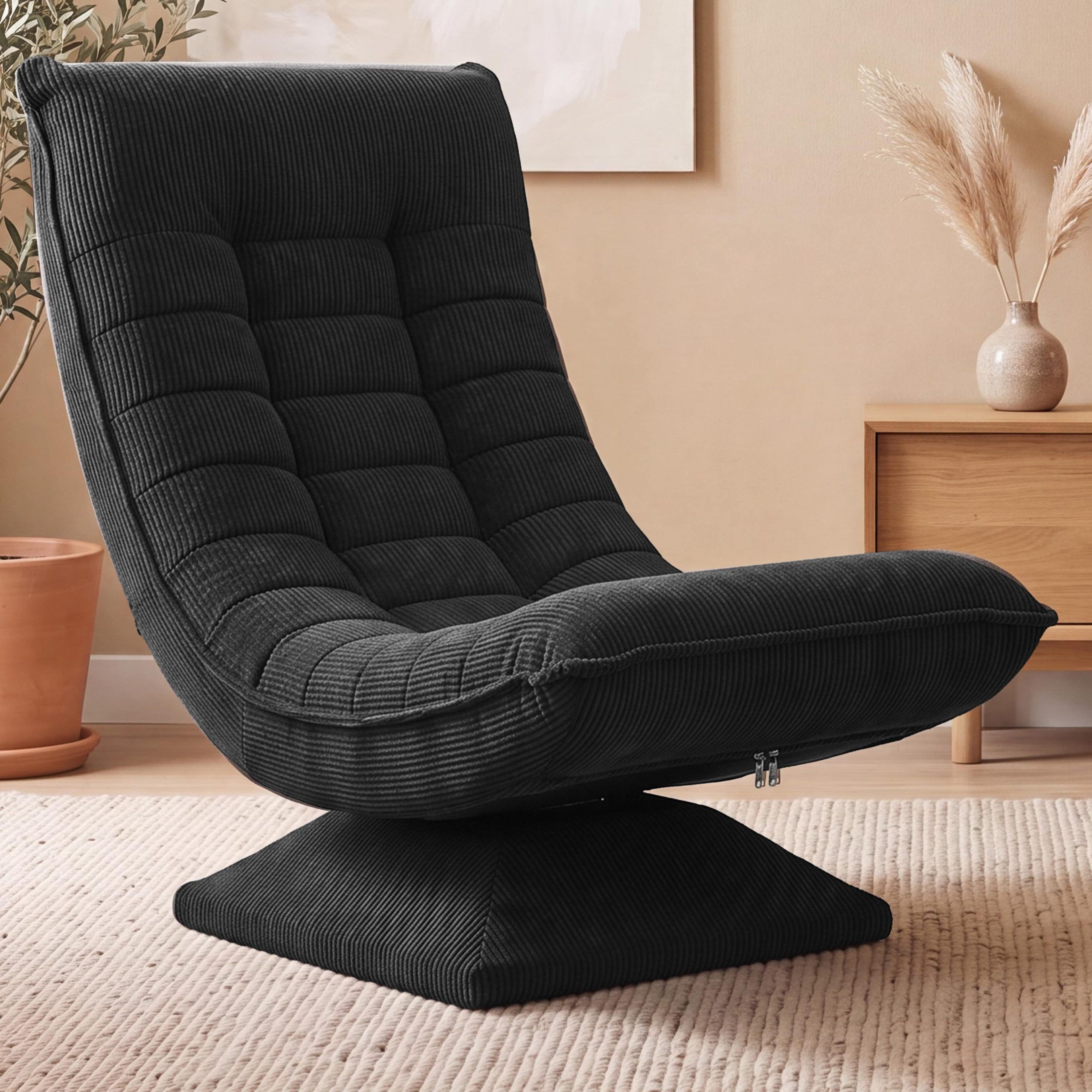 Sessel Aberdeen Schwarz Cord 5fach verstellbar 360 Grad drehbar klappbar