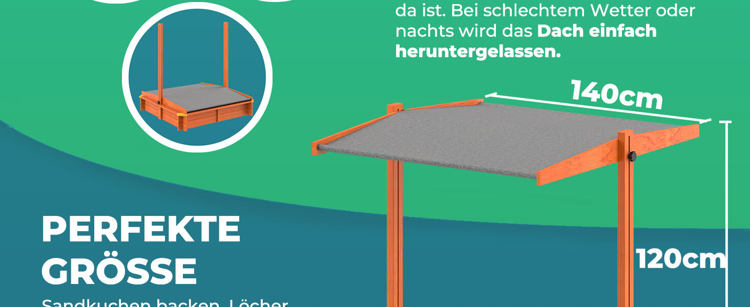 Sandkasten Max 140x140cm UV-Schutz 50+