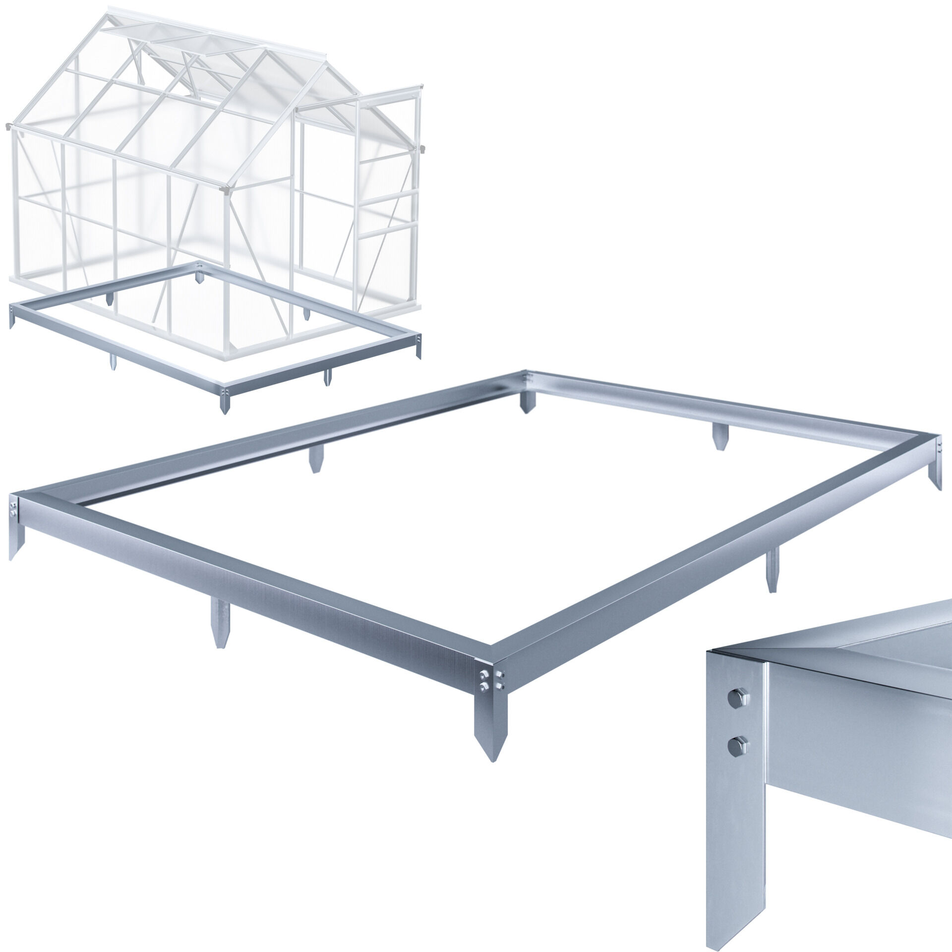 Stahlfundament für Gewächshaus 250x190x12cm verzinkt