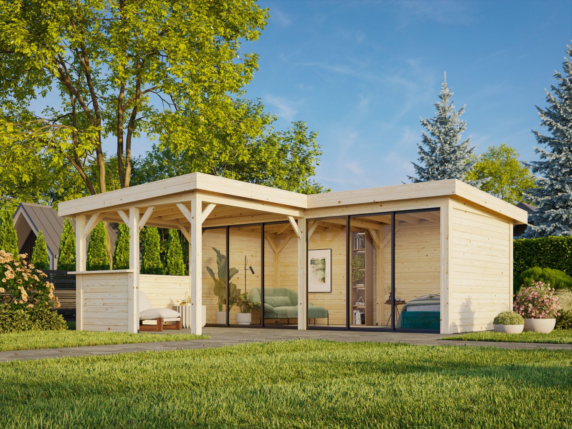 Palmako modernes Gartenhaus Lenna 24,9 m2 Set 422 Slide