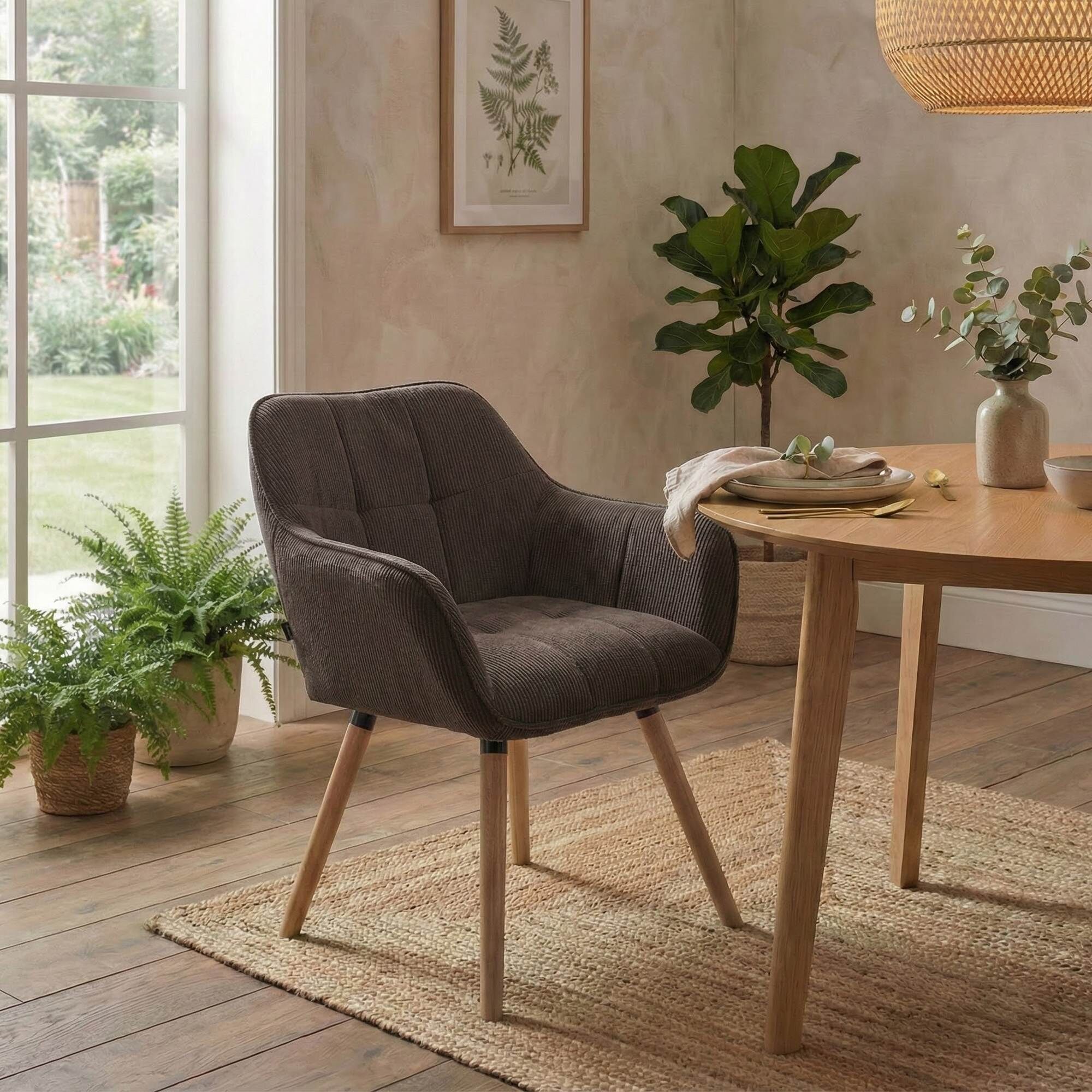 Esszimmerstuhl Vienna Cord natura, braun