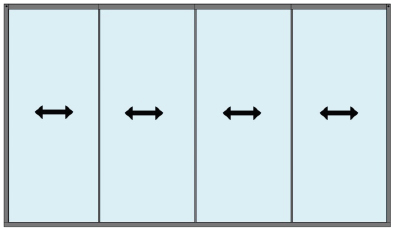 Glasschiebewandsystem mit 8mm Scheiben anthrazit 3 m