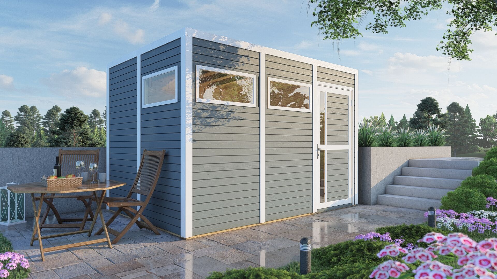 Gartenhaus Cubus 3 Hellgrau 337 x 234 cm