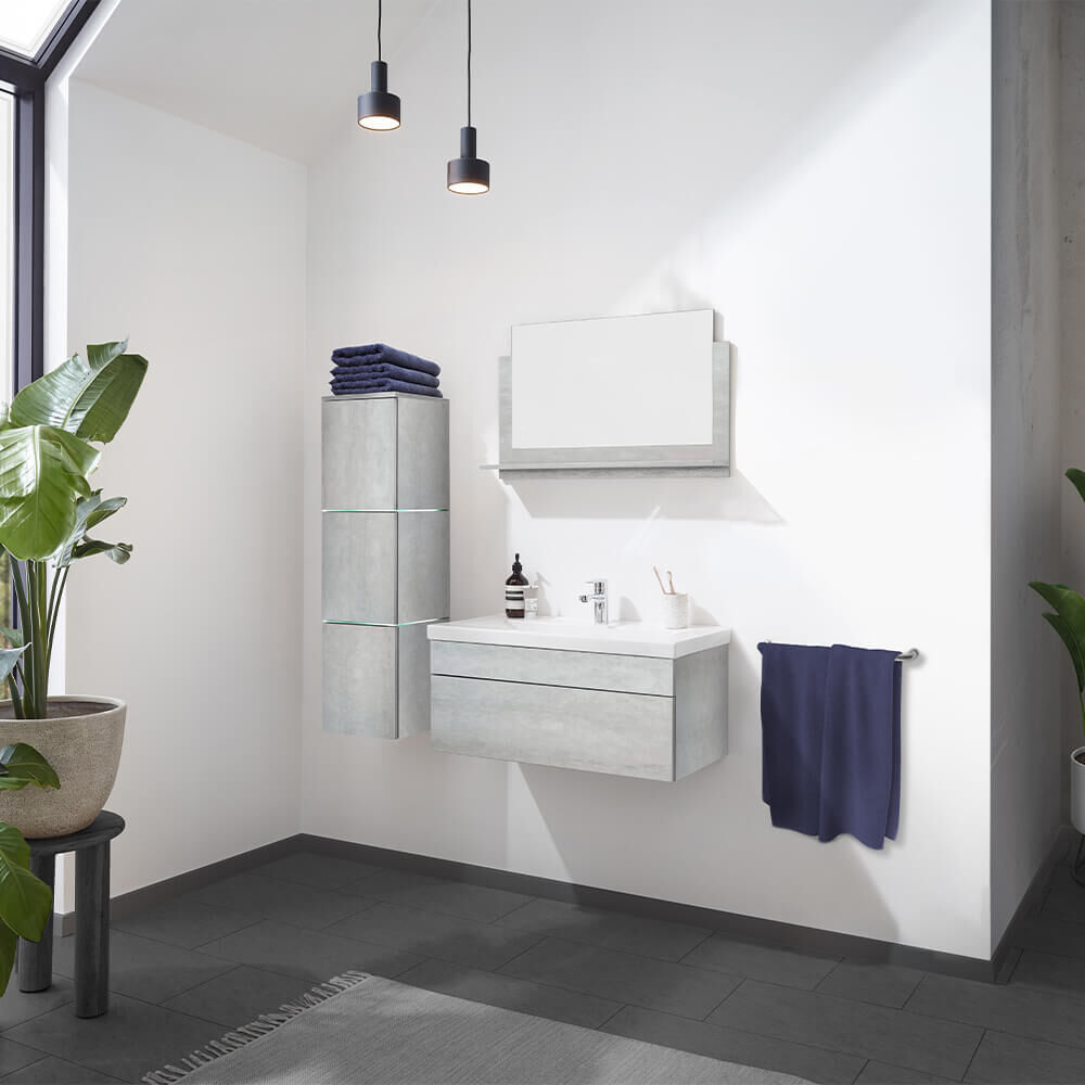 Badmöbel Komplettset WANGEROOGE BIG L - Grau