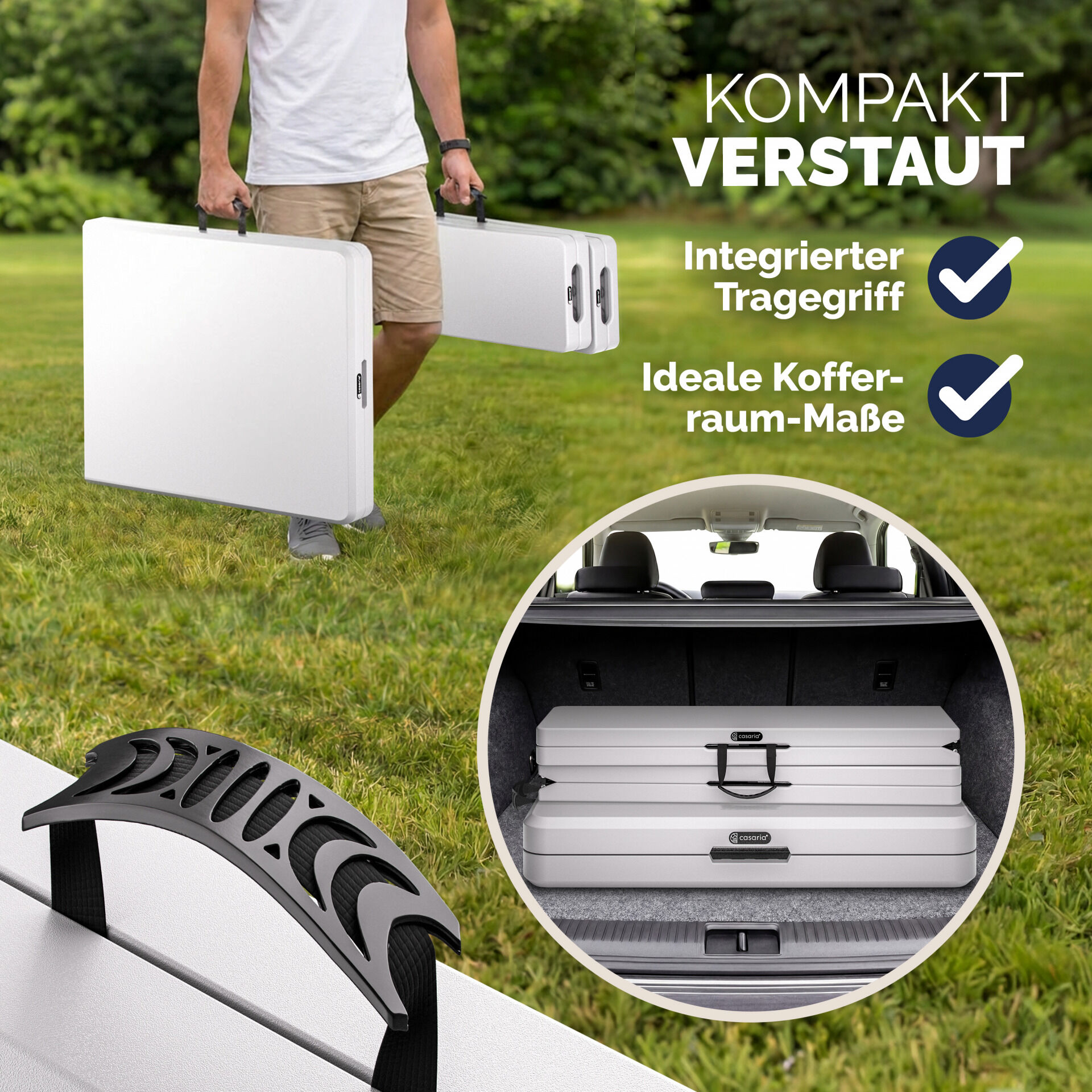 Bierzeltgarnitur 3-tlg Kunststoff Weiß 183cm