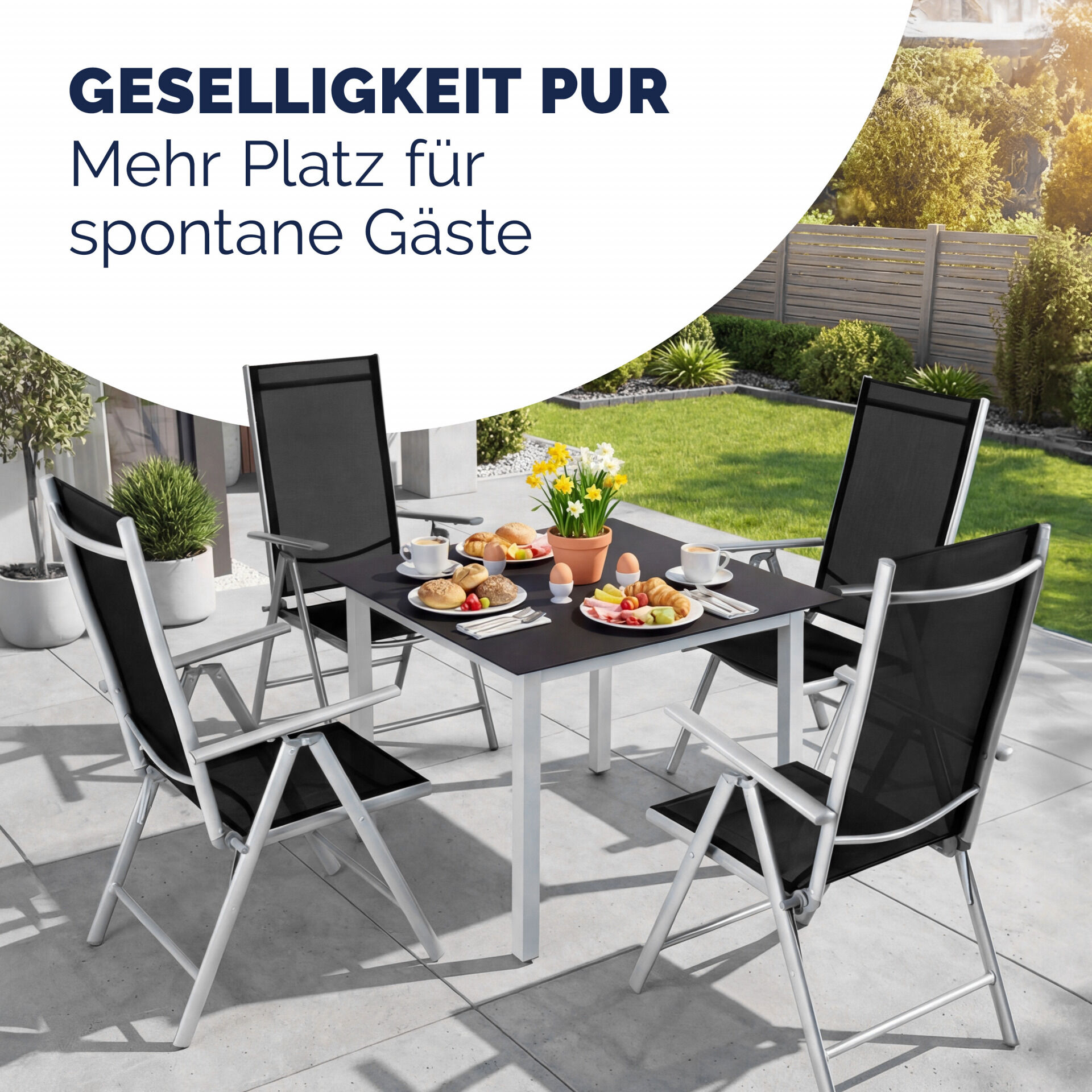 Gartenstuhl Hochlehner klappbar Bern 2er-Set Silber Alu verstellbar