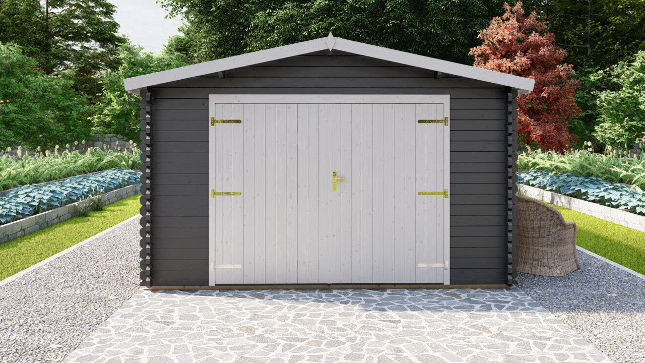 Holzgarage Norwegen 12 – 40 mm Blockbohlen mit Satteldach