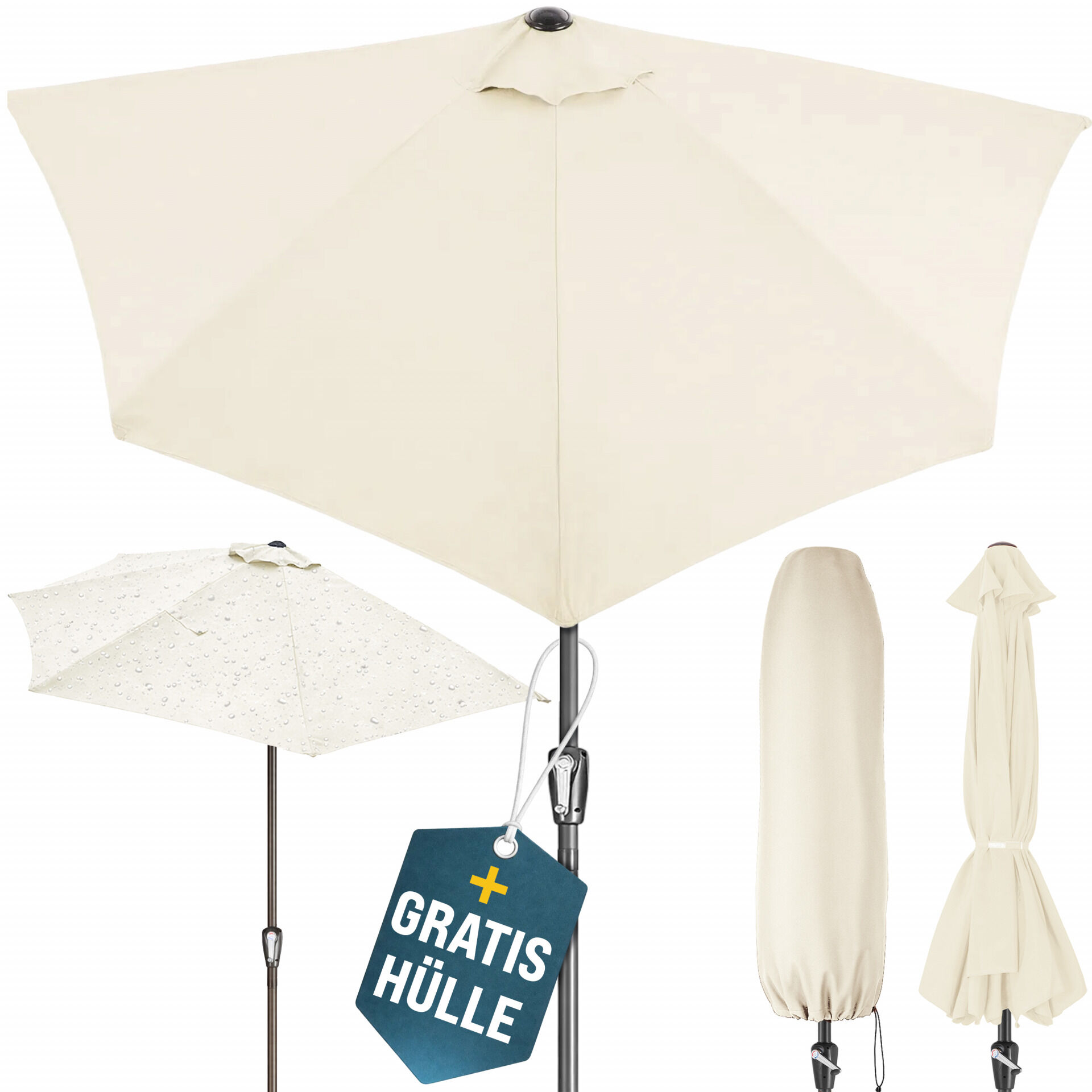 Terrassen-Sonnenschirm Creme UV-Schutz 80+