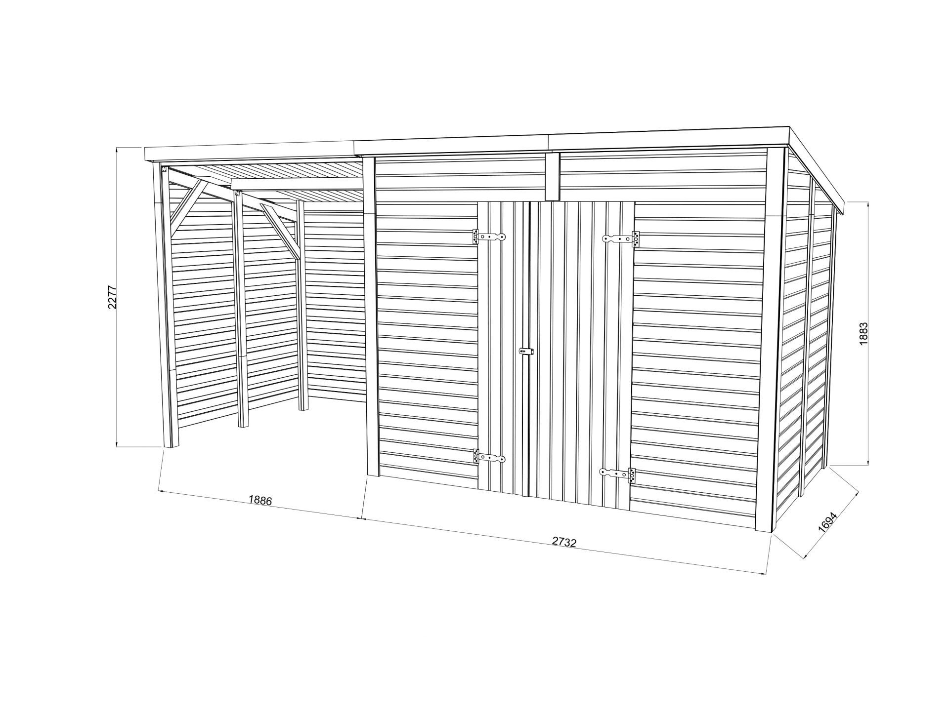 Palmako Gerätehaus Leif 4,5+2,9 m²