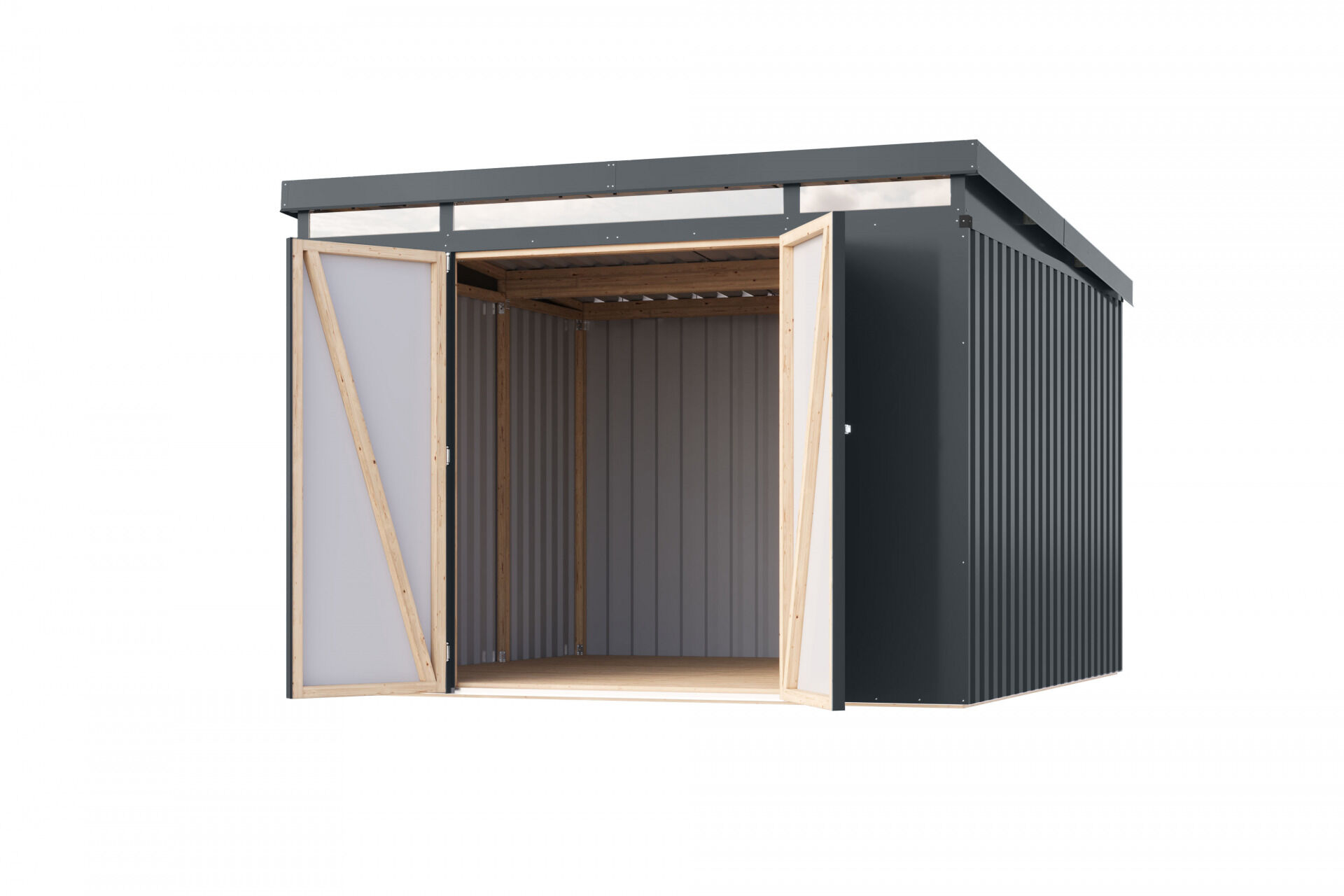 Karibu Pultdach Metall Gartenhaus Iridium 3,5, graualuminium