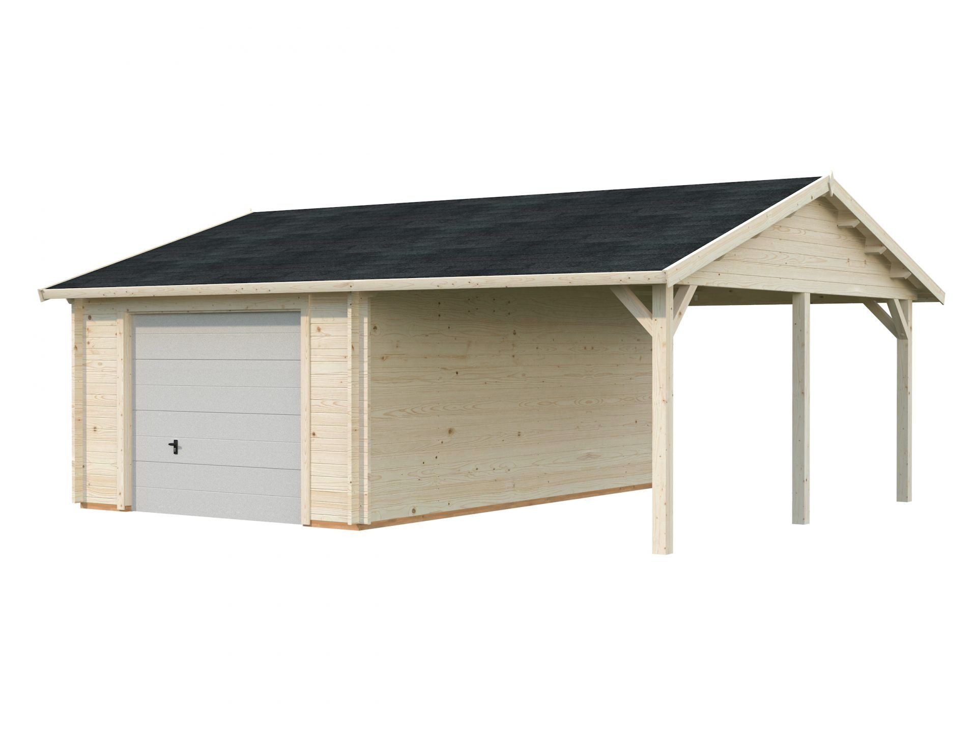 Palmako Holzgarage Roger 19,0+16,2 m2 mit Sektionaltor