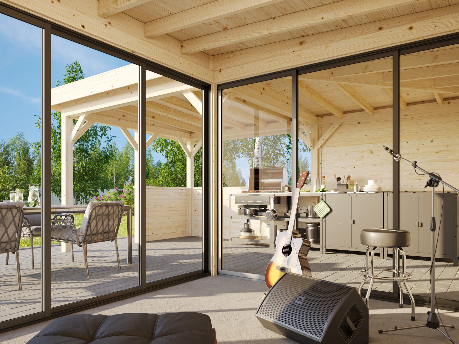 Palmako modernes Gartenhaus Lenna 24,9 m2 Set 409 Slide