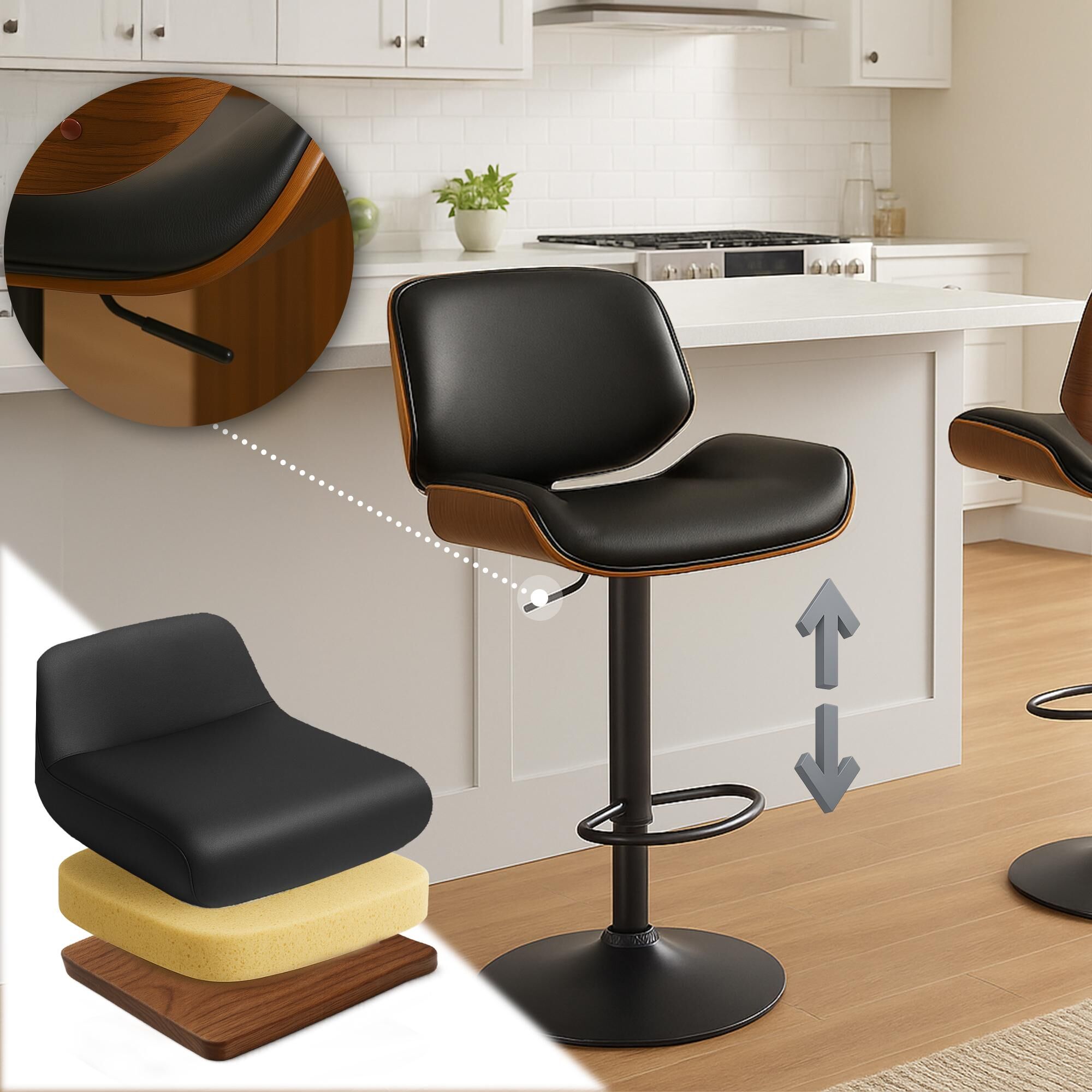 Barhocker Beverley B Kunstleder, walnuss/schwarz