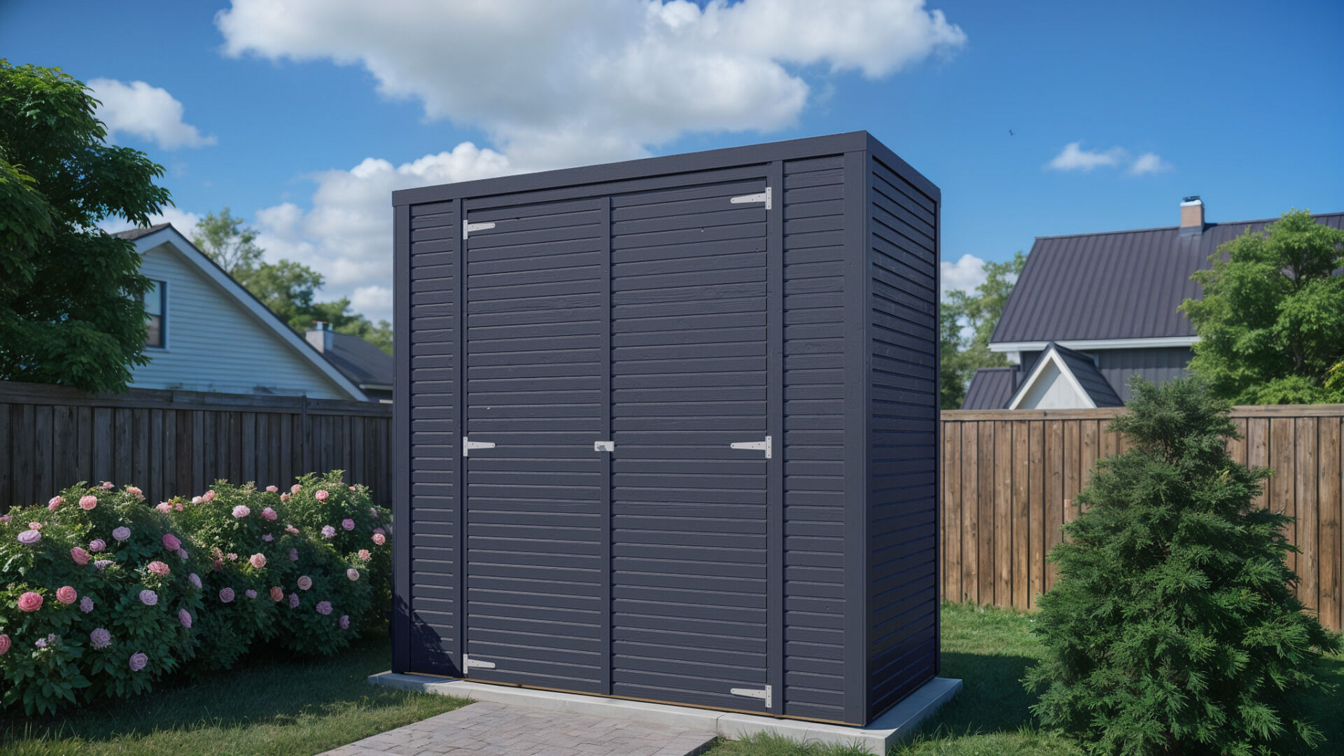Gerätehaus Holz Box 1 anthrazit 207 x 103 cm