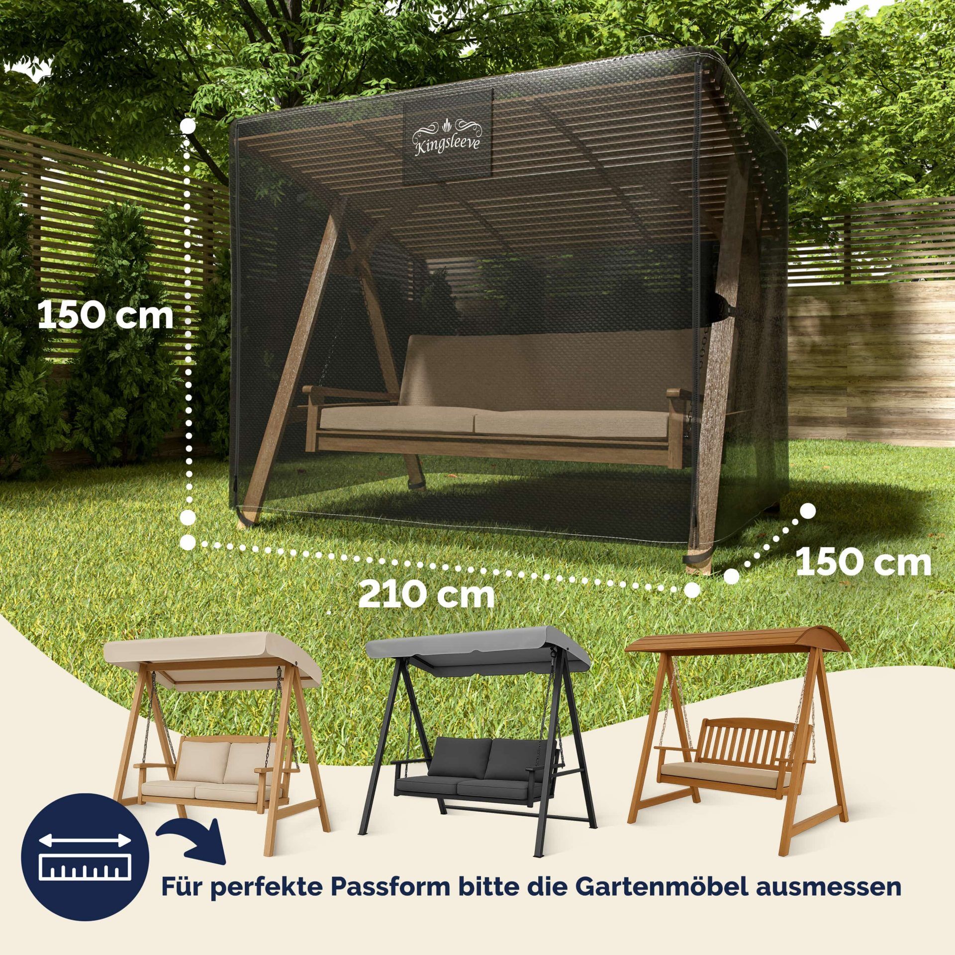 Abdeckplane Hollywoodschaukel Anthrazit 210x150x150cm 9100mm Wassersäule