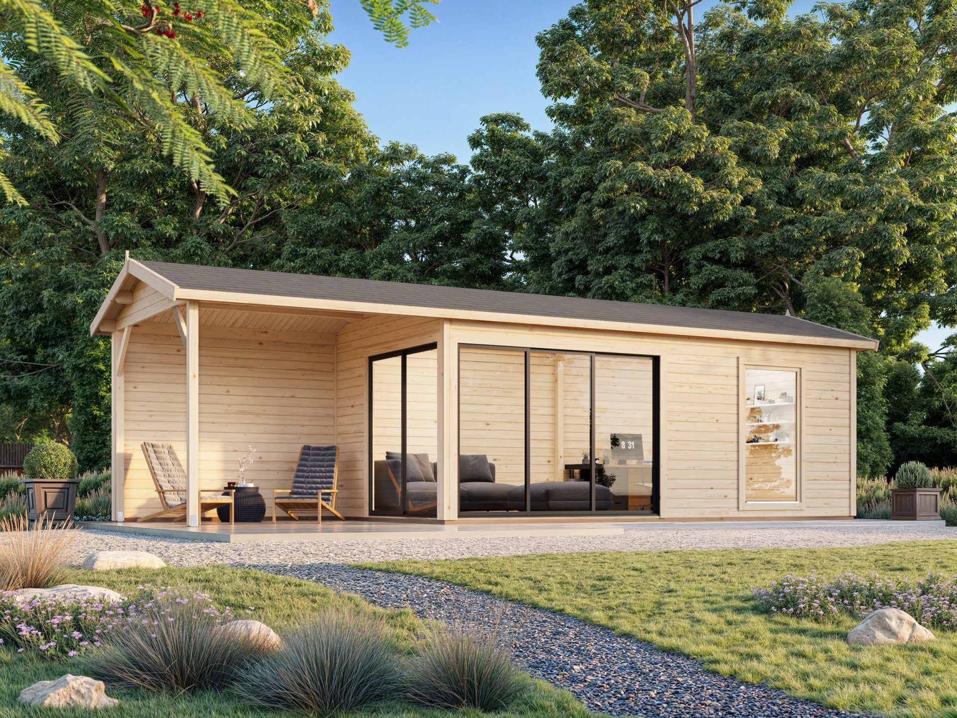 Palmako Gartenhaus Amanda 17,1+7,8 m² Slide Plus