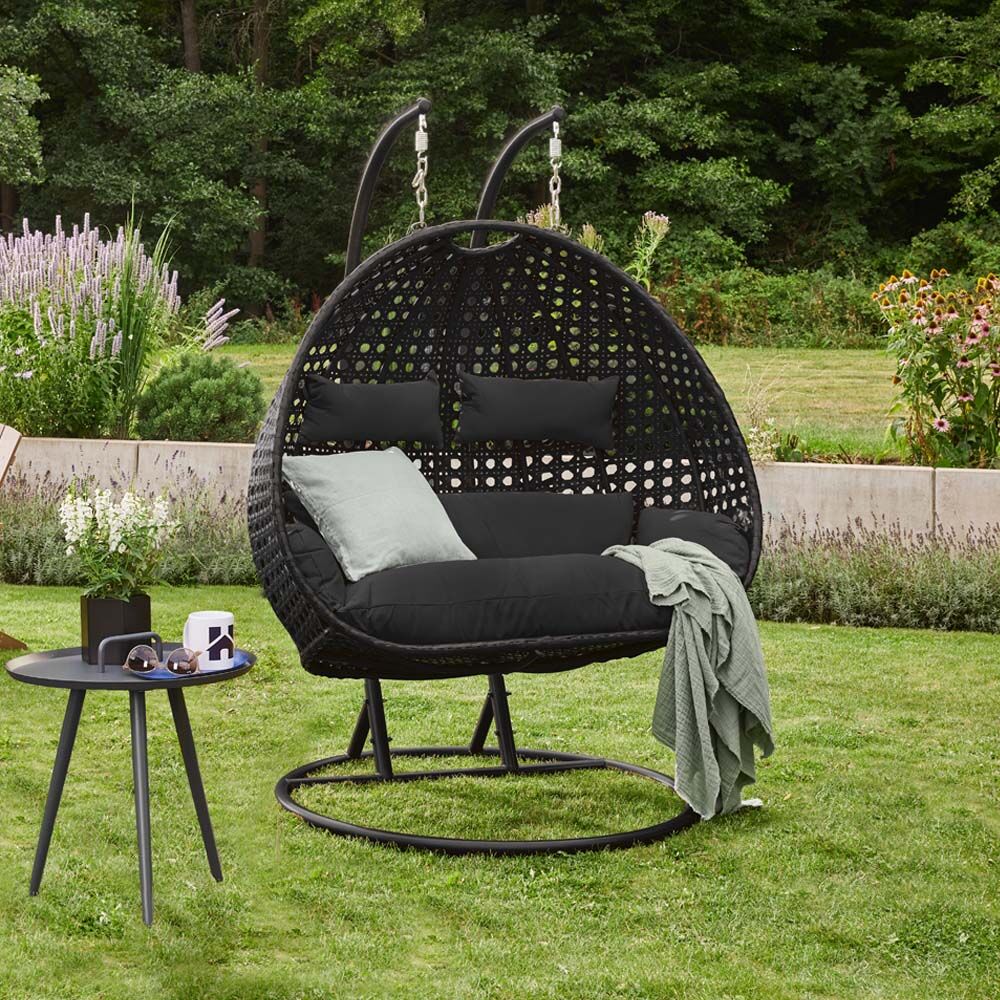 Polyrattan Hängesessel TWIN - Schwarz für 2 Personen