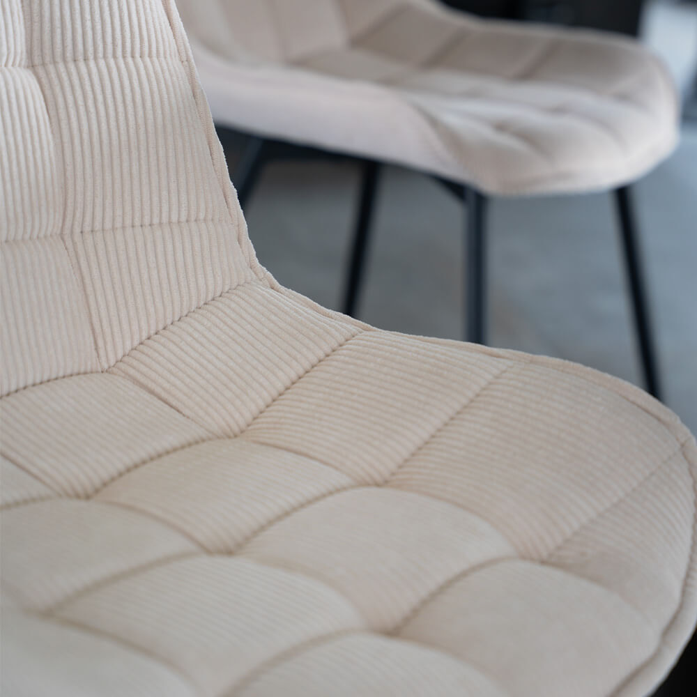 Polsterstuhl Esszimmer Cord IKALO – 8er Set Creme