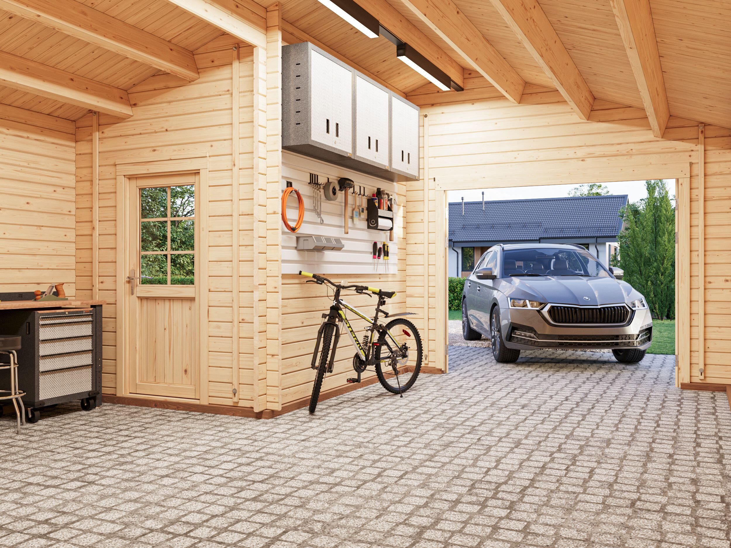 Palmako Holzgarage Roger 21,9+5,2 m² mit Holztor
