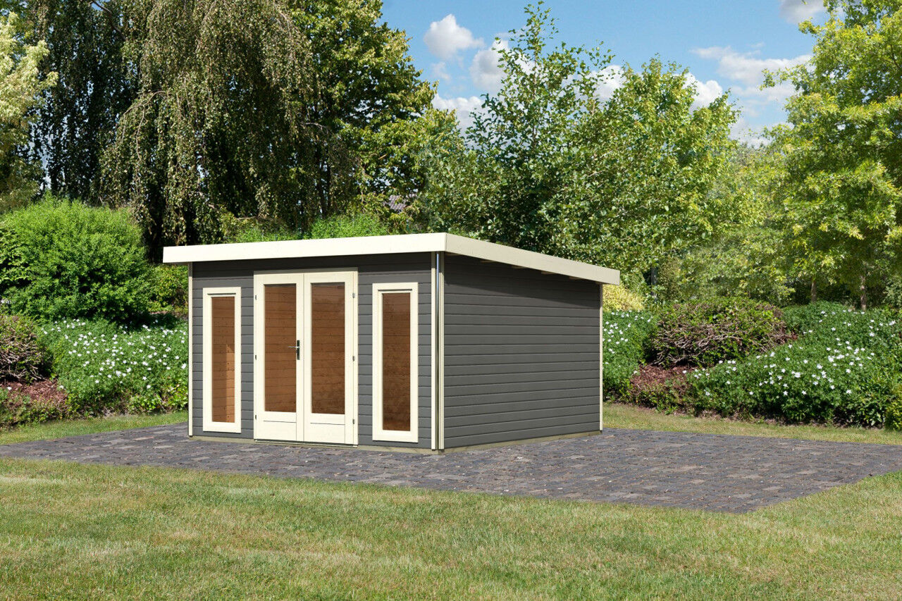 Karibu Pultdach Gartenhaus Radeburg 3 terragrau terragrau