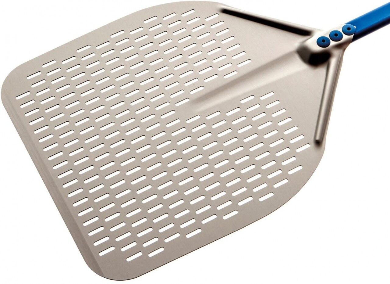 Pizzaschaufel Azzurra Alu rechteckig 33x33cm perforiert