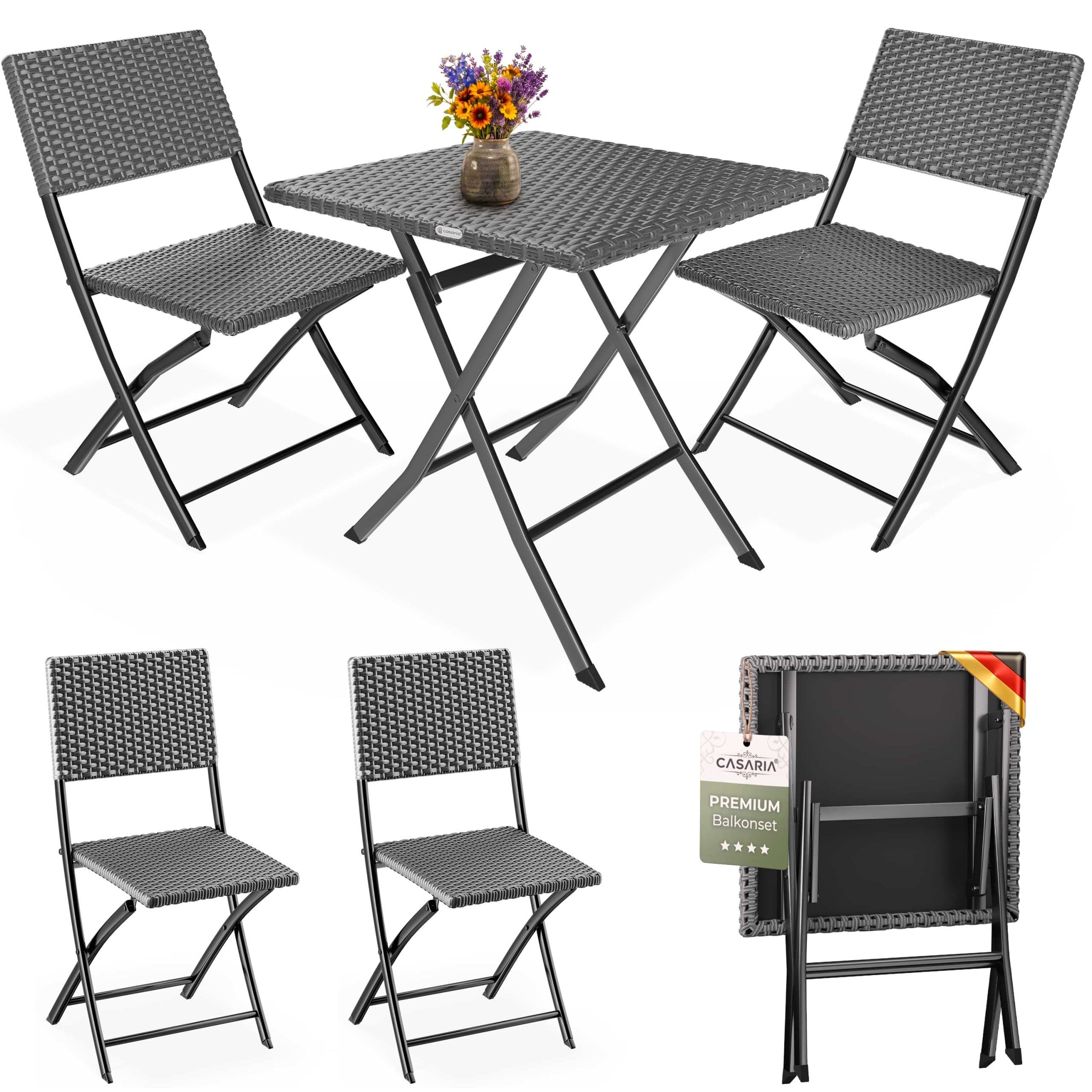 Polyrattan Gartensitzgruppe 3-tlg Anthrazit
