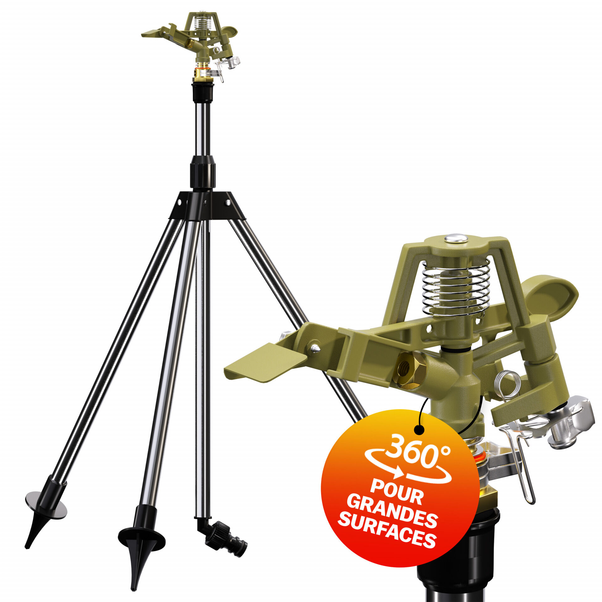 Rasensprenger mit Teleskopstativ 30° - 360°