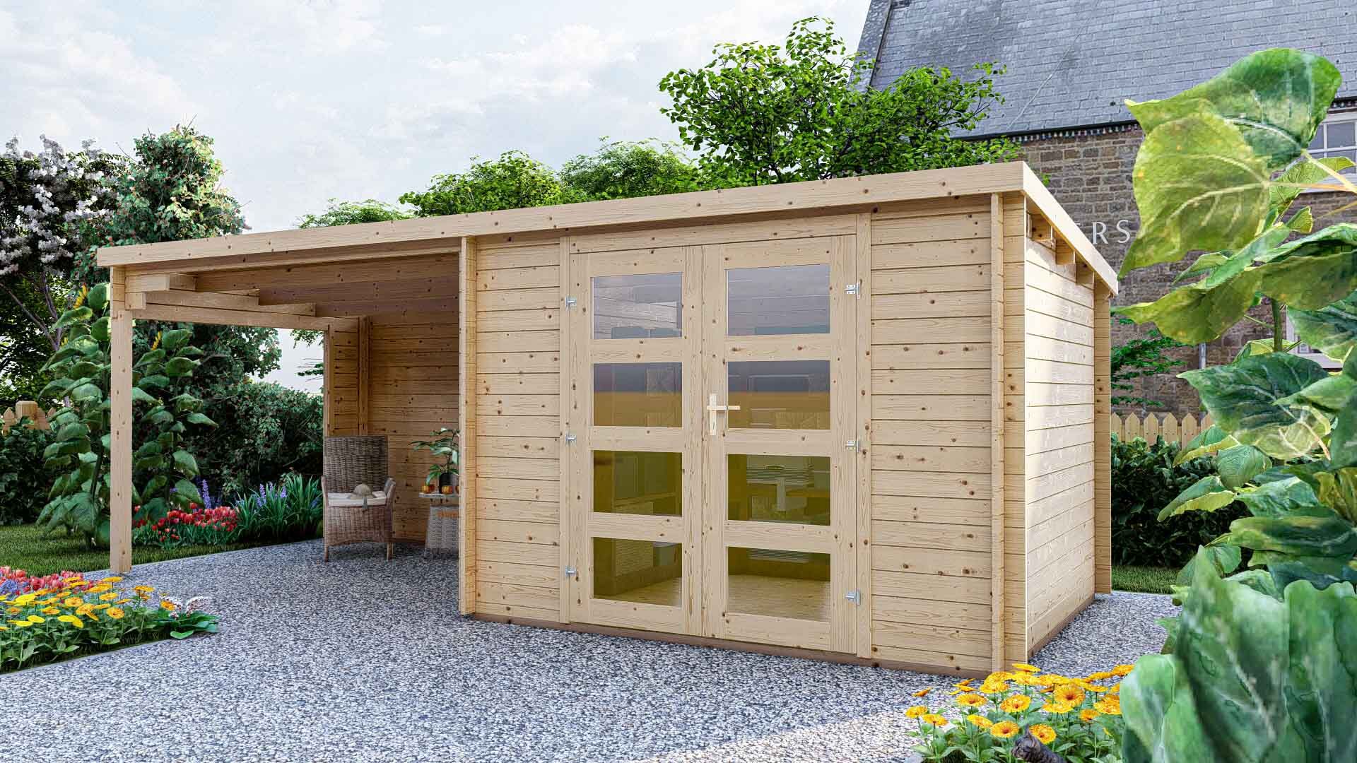 Gartenhaus Flachdach 6x2,4 Funny 4