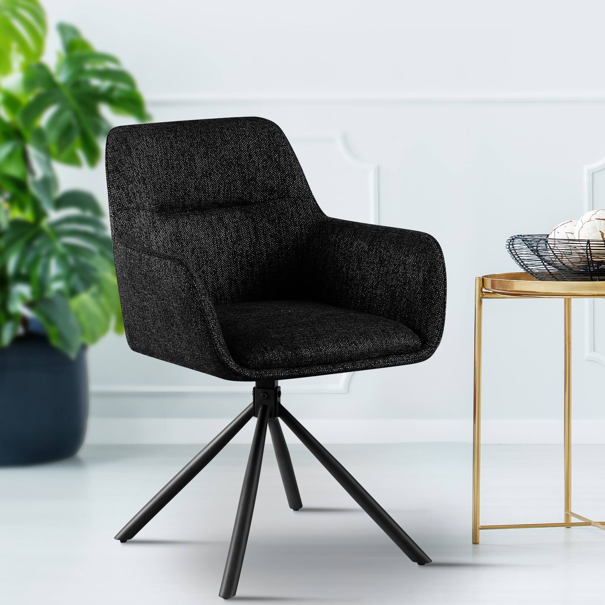 2er Set Stuhl Tipton Stoff, schwarz