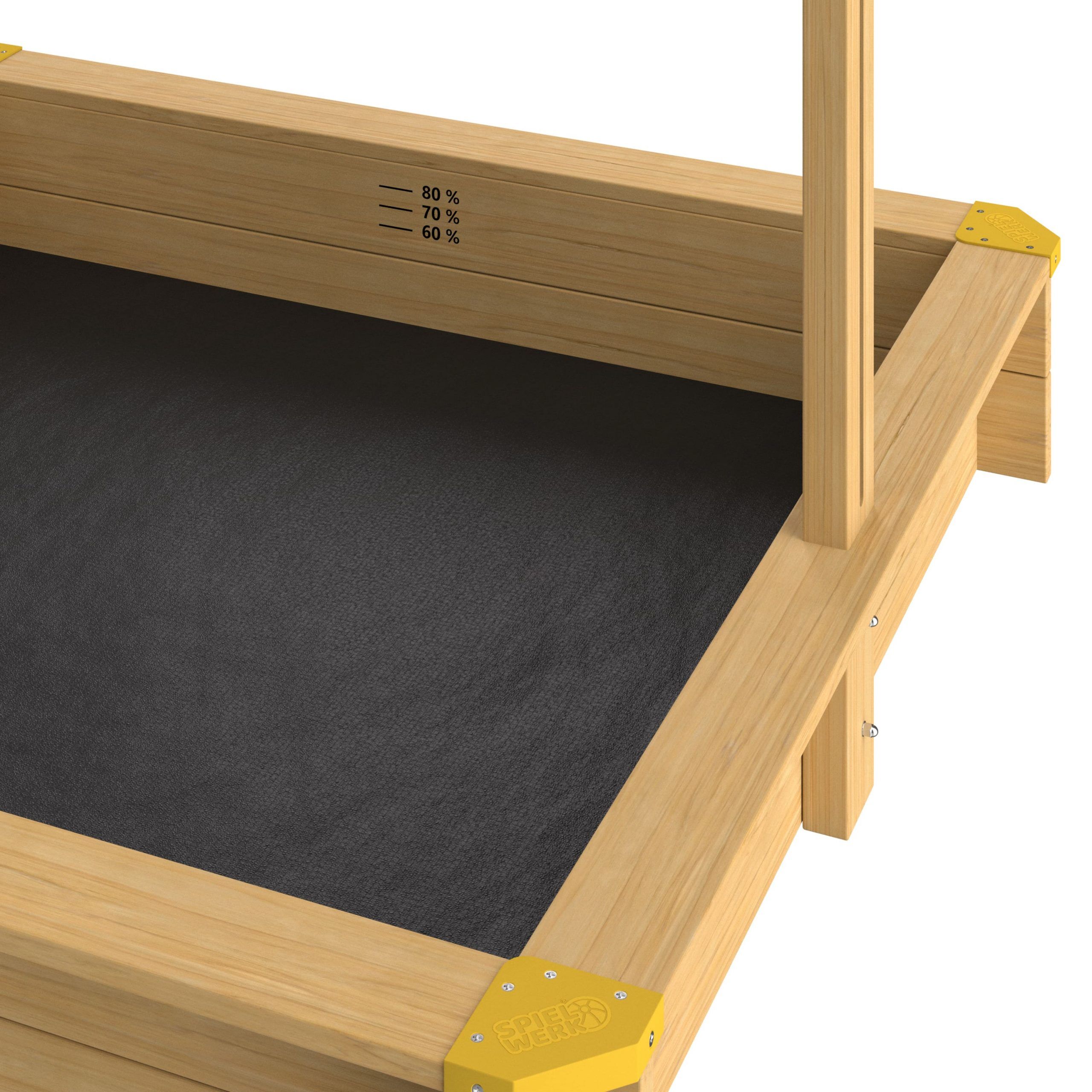 Sandkasten Hellbraun 120x120x120cm neigbares Sonnendach