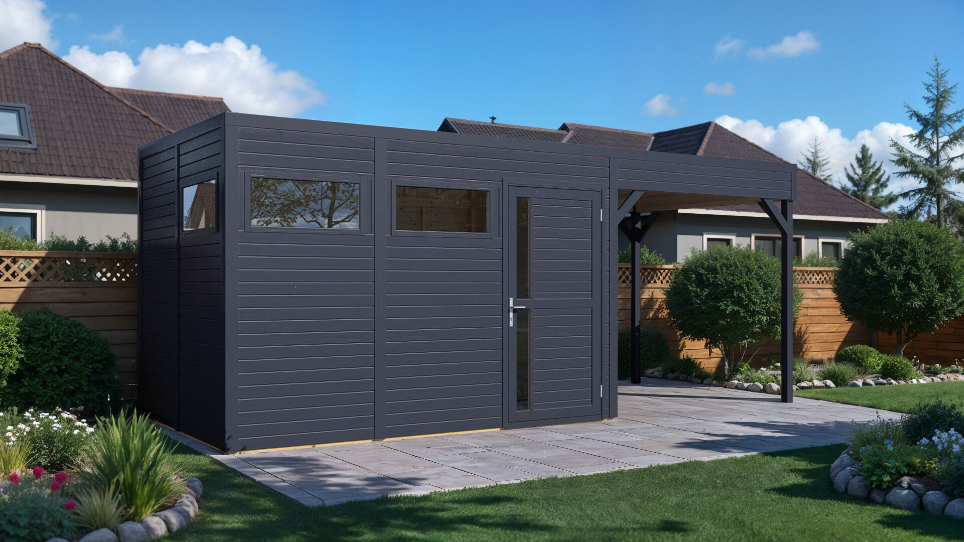 Gartenhaus Cubus 3 Lounge Anthrazit 558 x 234 cm