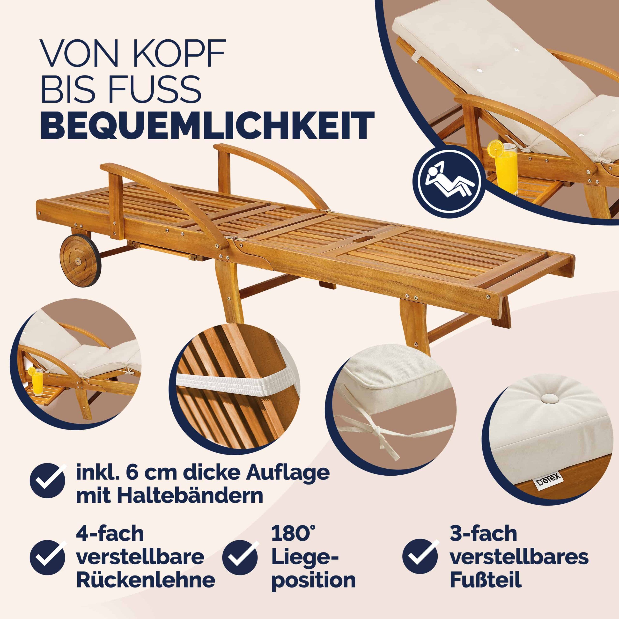 Gartenliege Tami Sun® inkl Auflage Creme