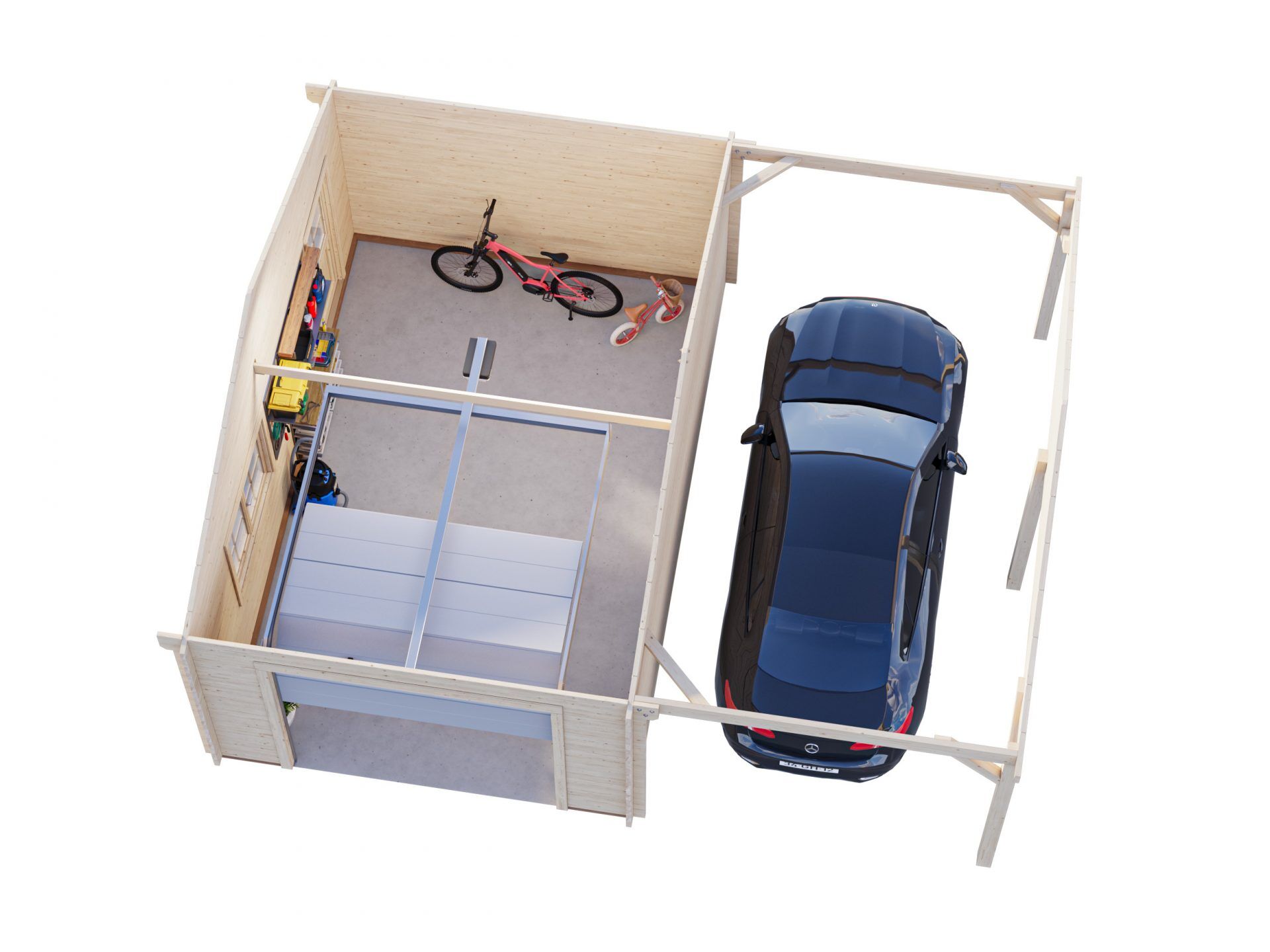 Palmako Holzgarage Roger 19,0+16,2 m2 mit Sektionaltor