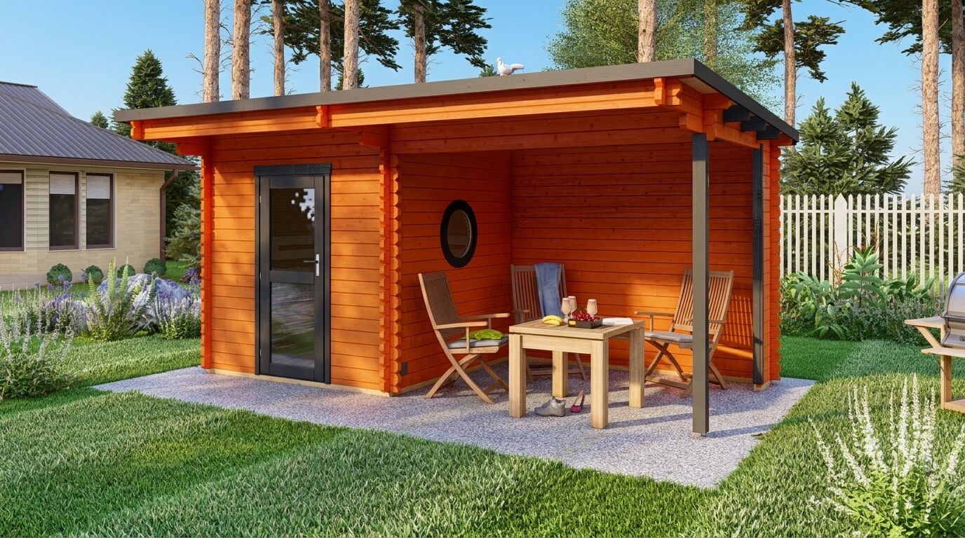 Saunahaus Trontheim 2 Plus – 510 x 240cm mit Überdachung