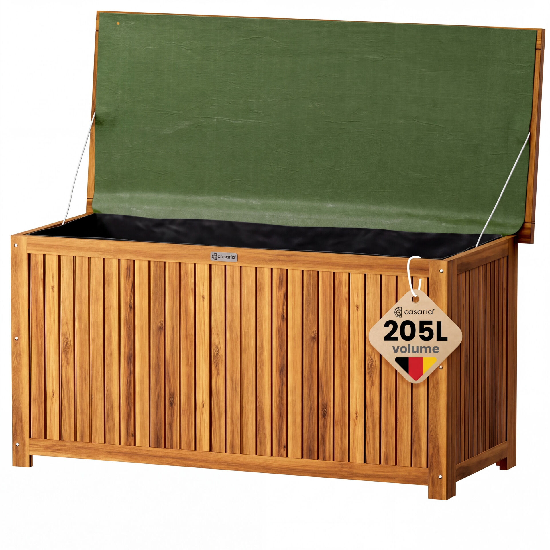 Gartenbox Akazienholz 115x50x59cm mit Innenplane wetterfest 205L
