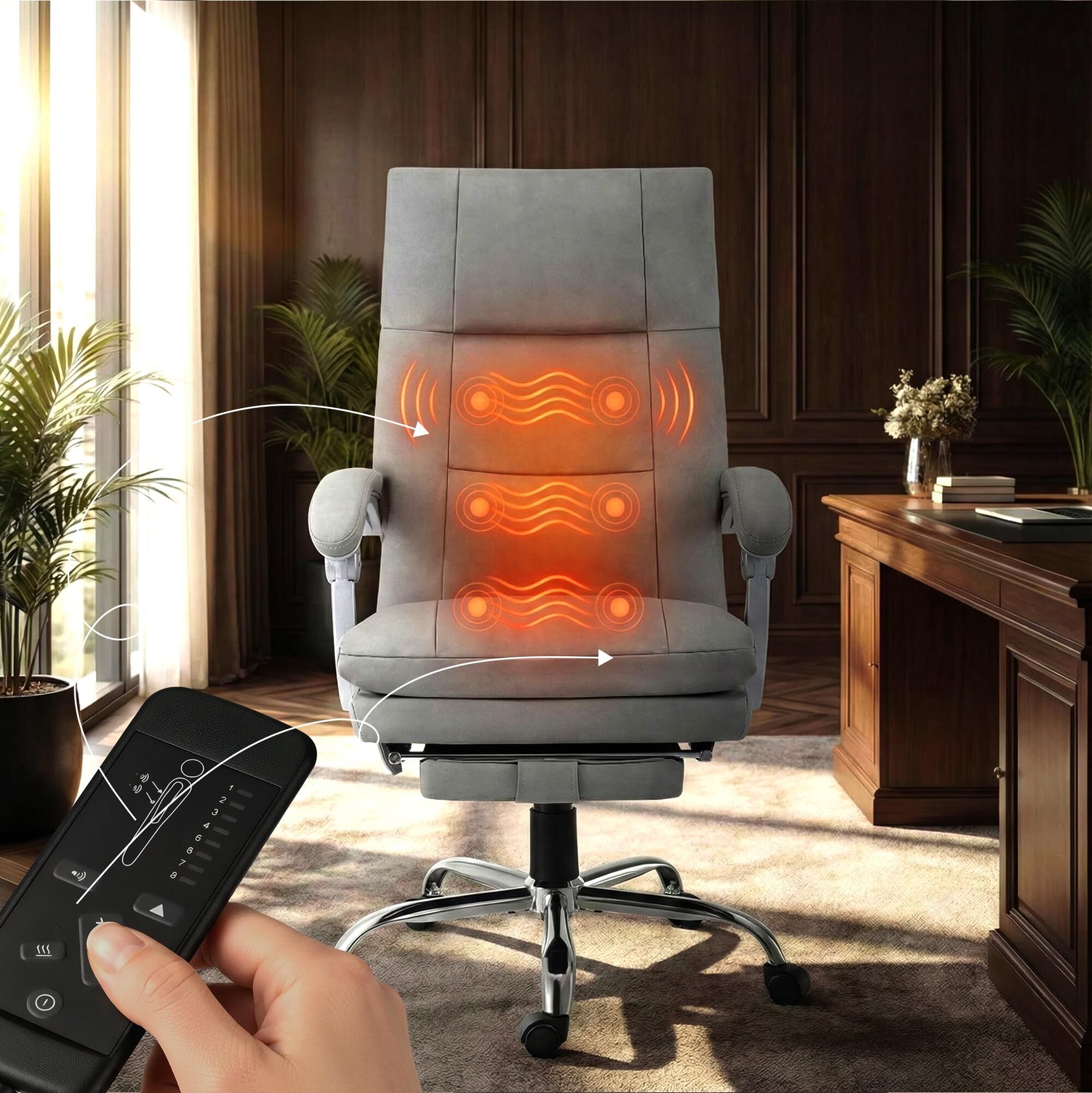 Bürostuhl Sirba mit Massagefunktion Kunstleder, grau